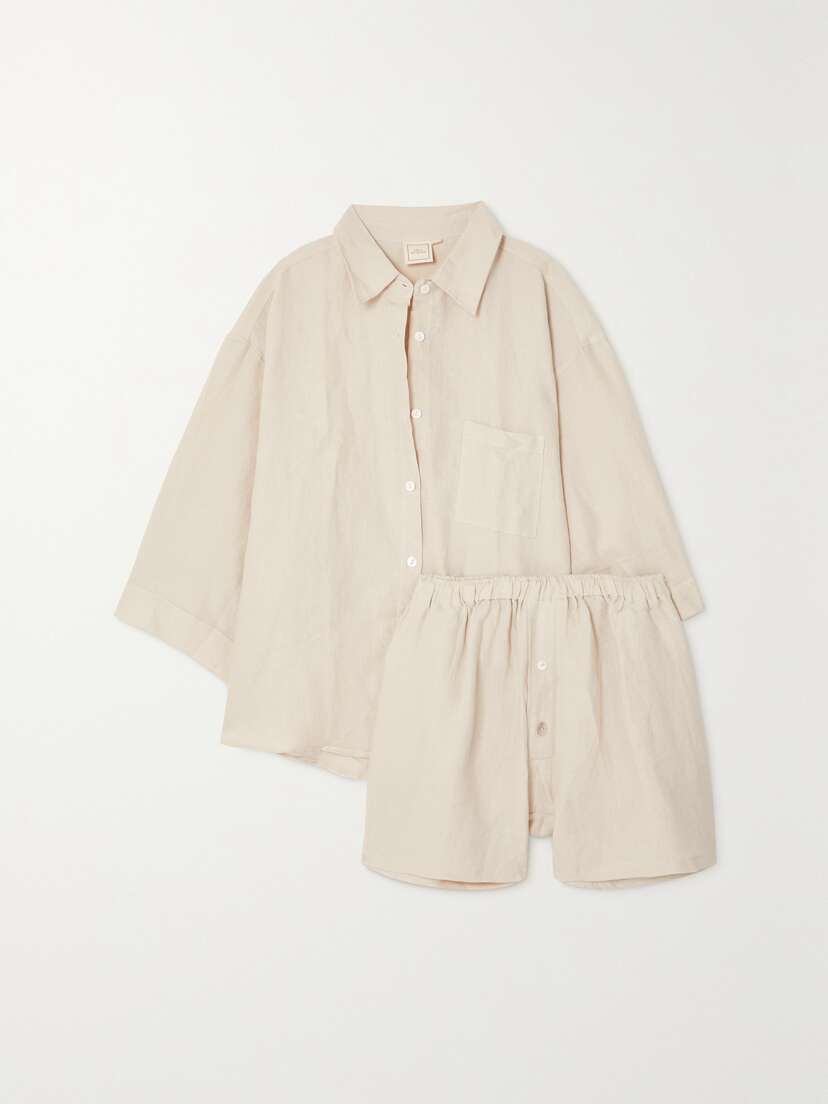 Deiji Studios The 03 Washed-linen Shirt And Shorts Set