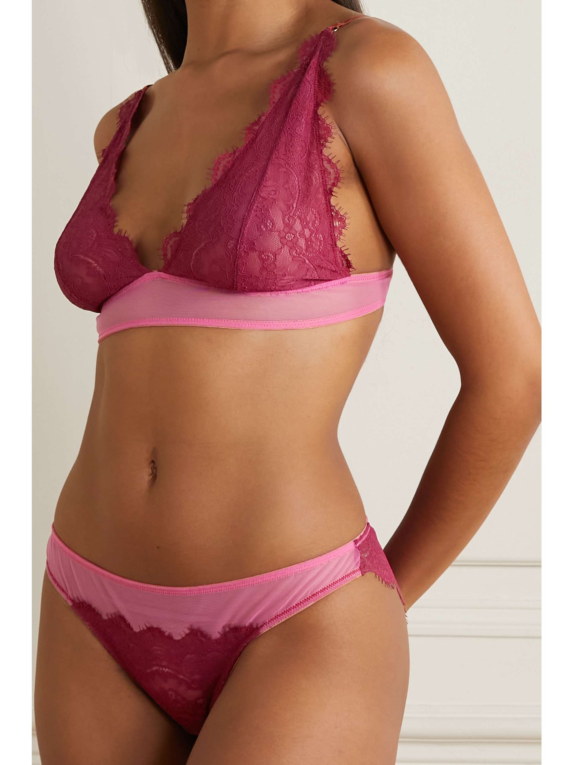 DORA LARSEN Kiran lace and stretch-tulle soft-cup triangle bra