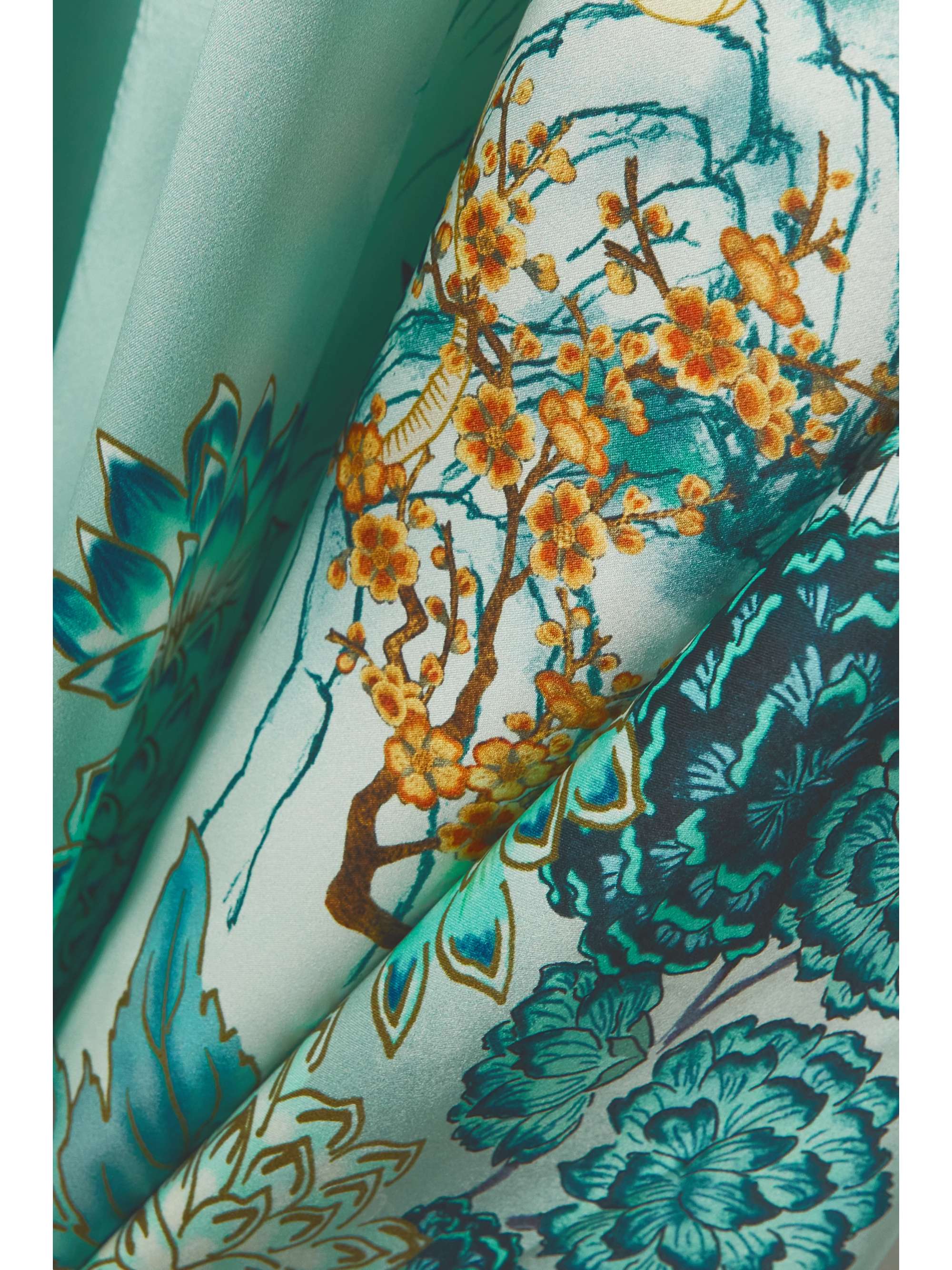 MENG Belted floral-print silk-satin robe