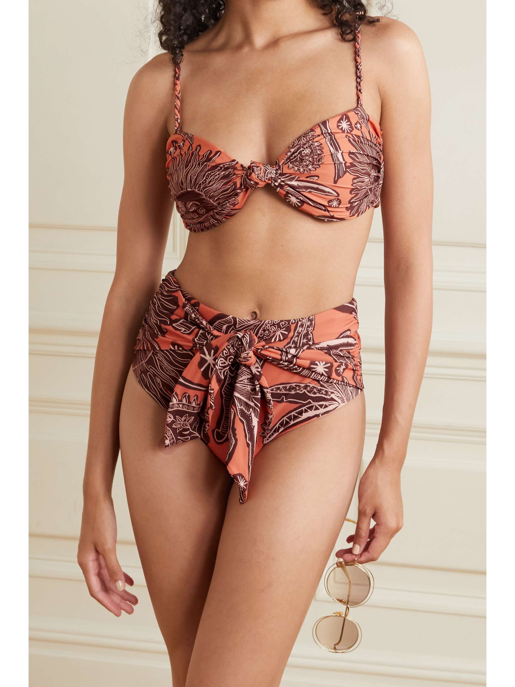 JOHANNA ORTIZ + NET SUSTAIN Herencia knotted printed recycled bikini briefs