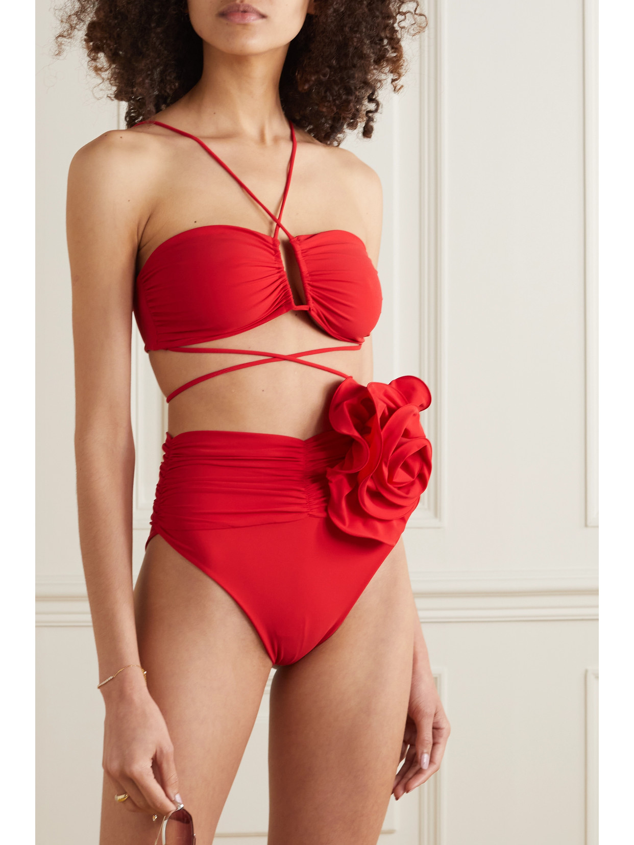 Shop Magda Butrym Tie-detailed Bikini Top In Red