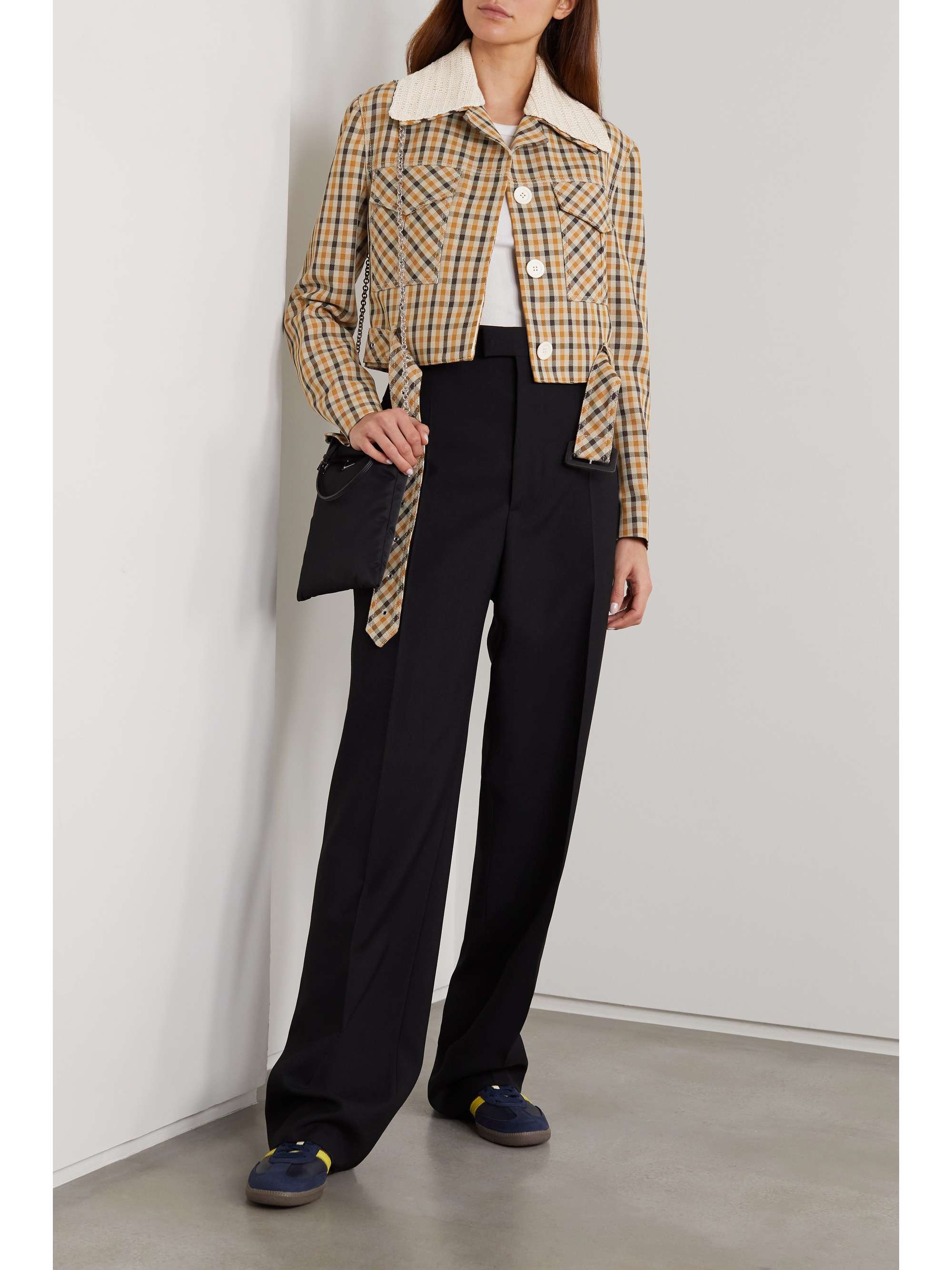 checked cropped jacket