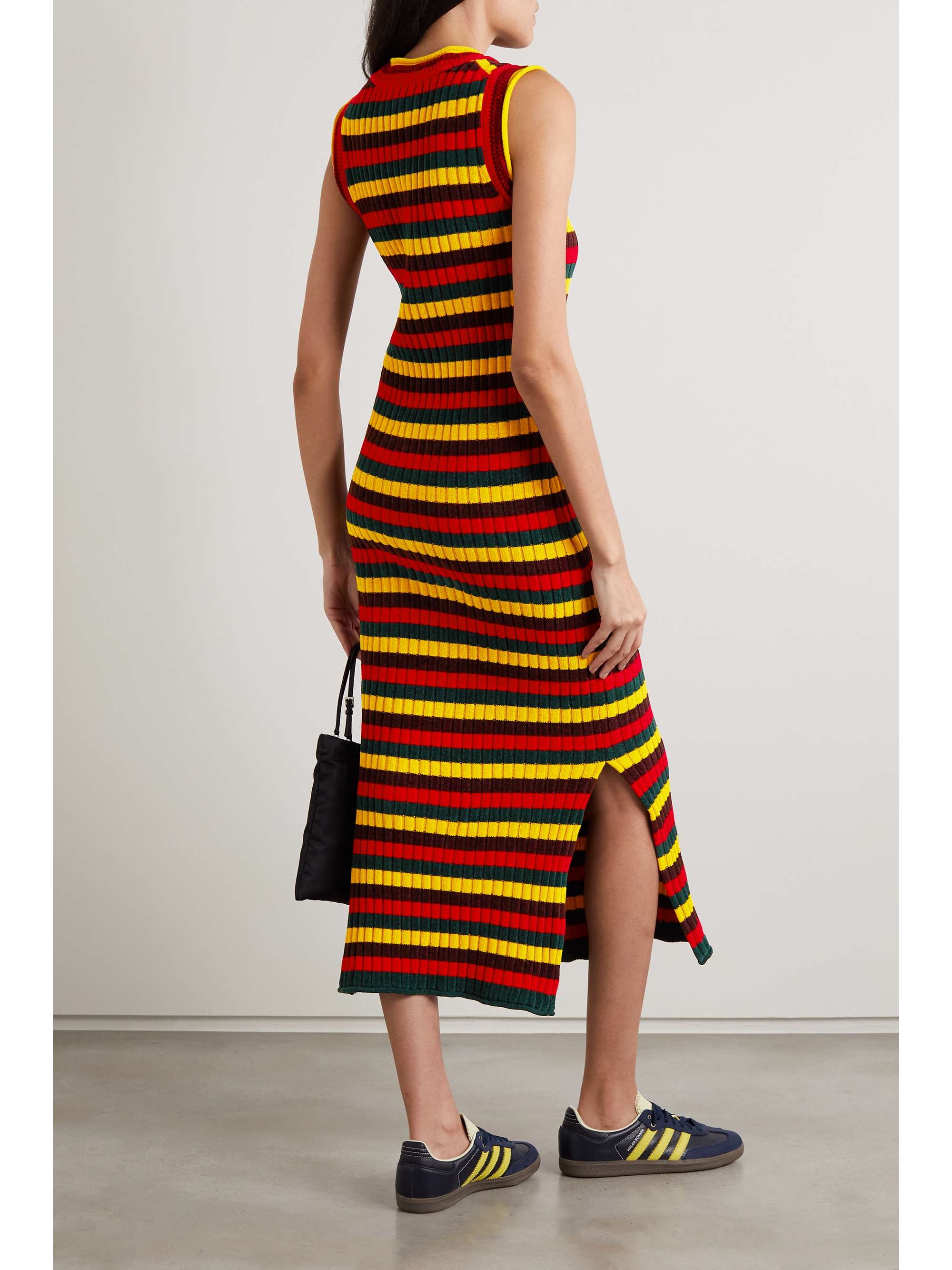 WALES BONNER Brixton striped ribbed stretch-cotton chenille midi dress