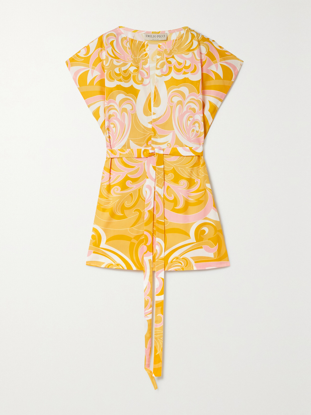 PUCCI - + Net Sustain Albizia Belted Printed Cotton Tunic - Yellow