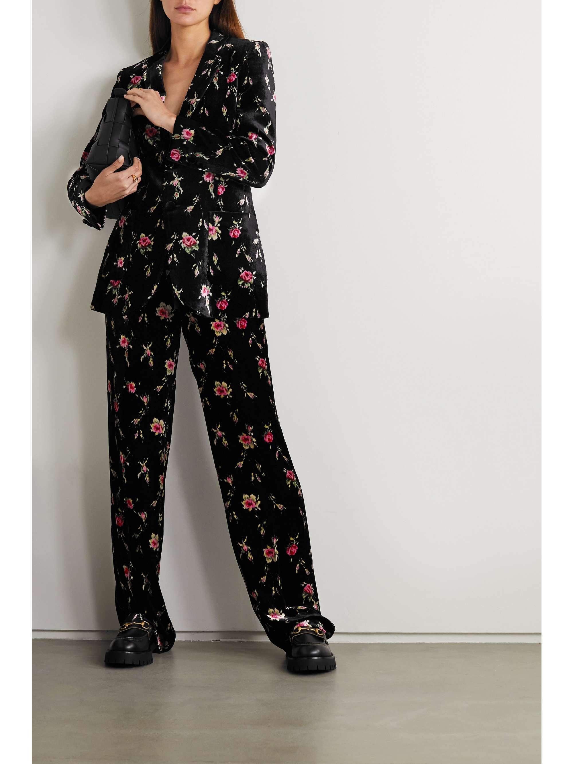 velvet floral blazer womens