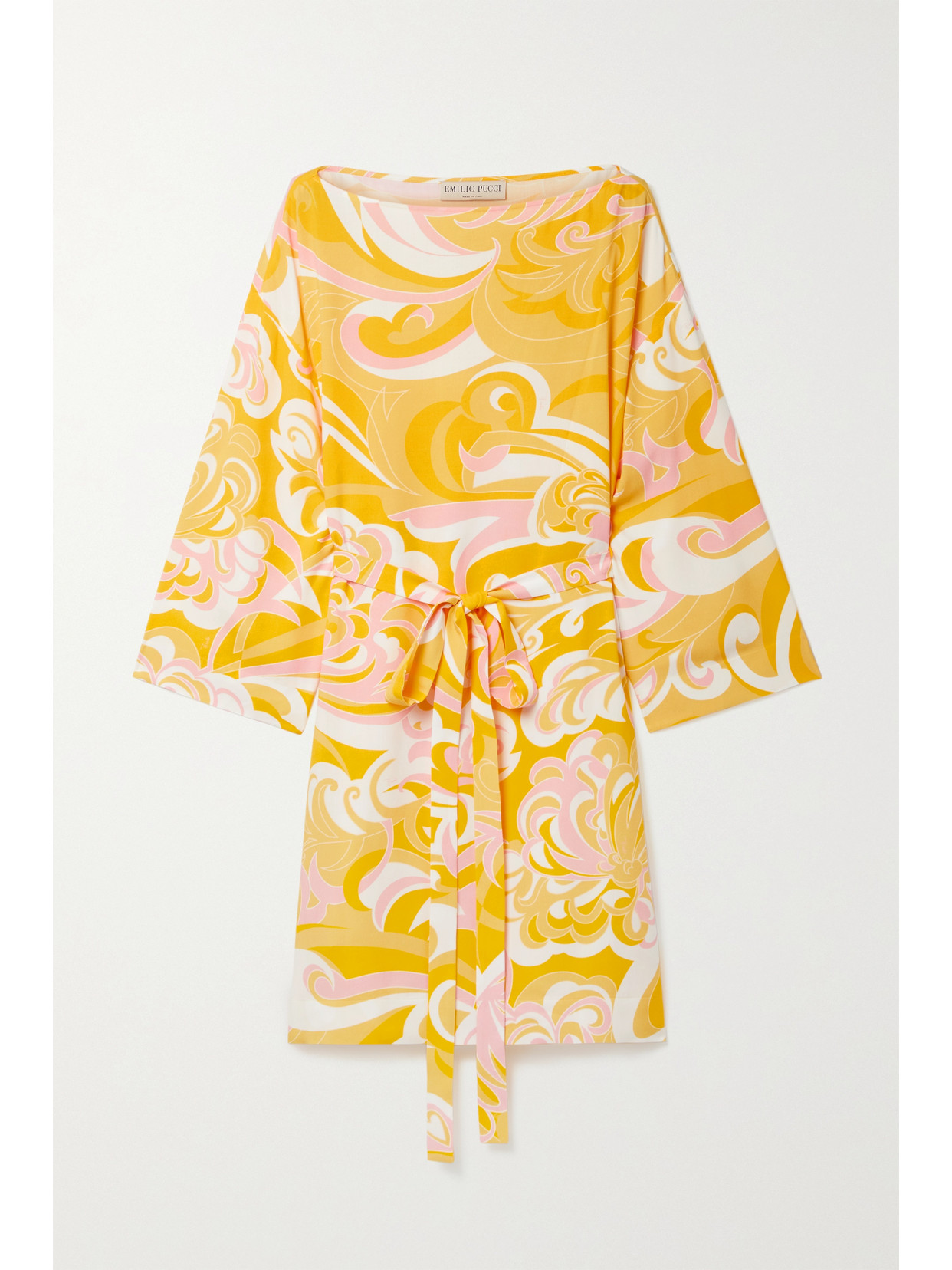EMILIO PUCCI + NET SUSTAIN ALBIZIA BELTED PRINTED POPLIN MINI DRESS
