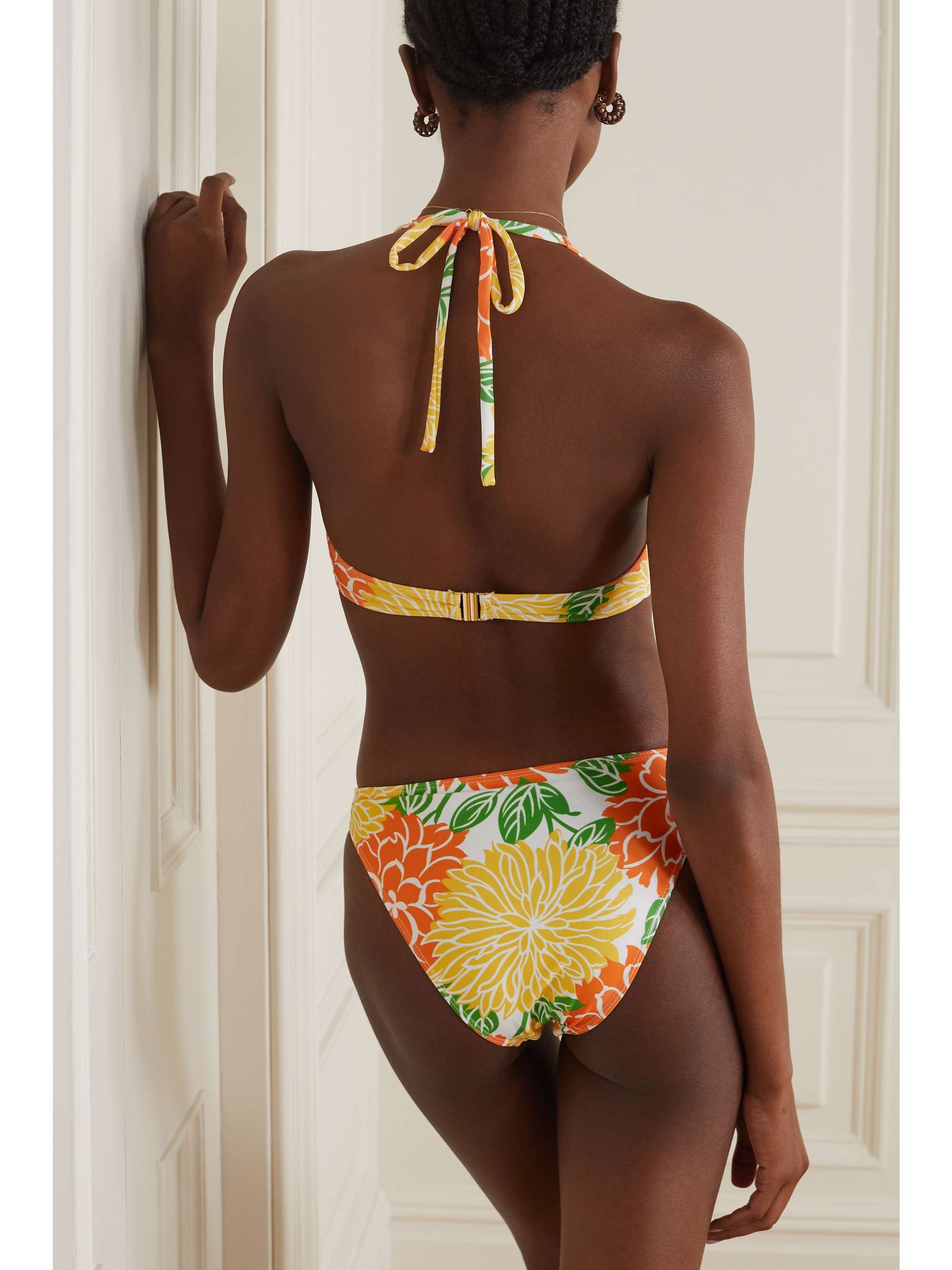 FAITHFULL THE BRAND + NET SUSTAIN Fonda floral-print halterneck bikini top