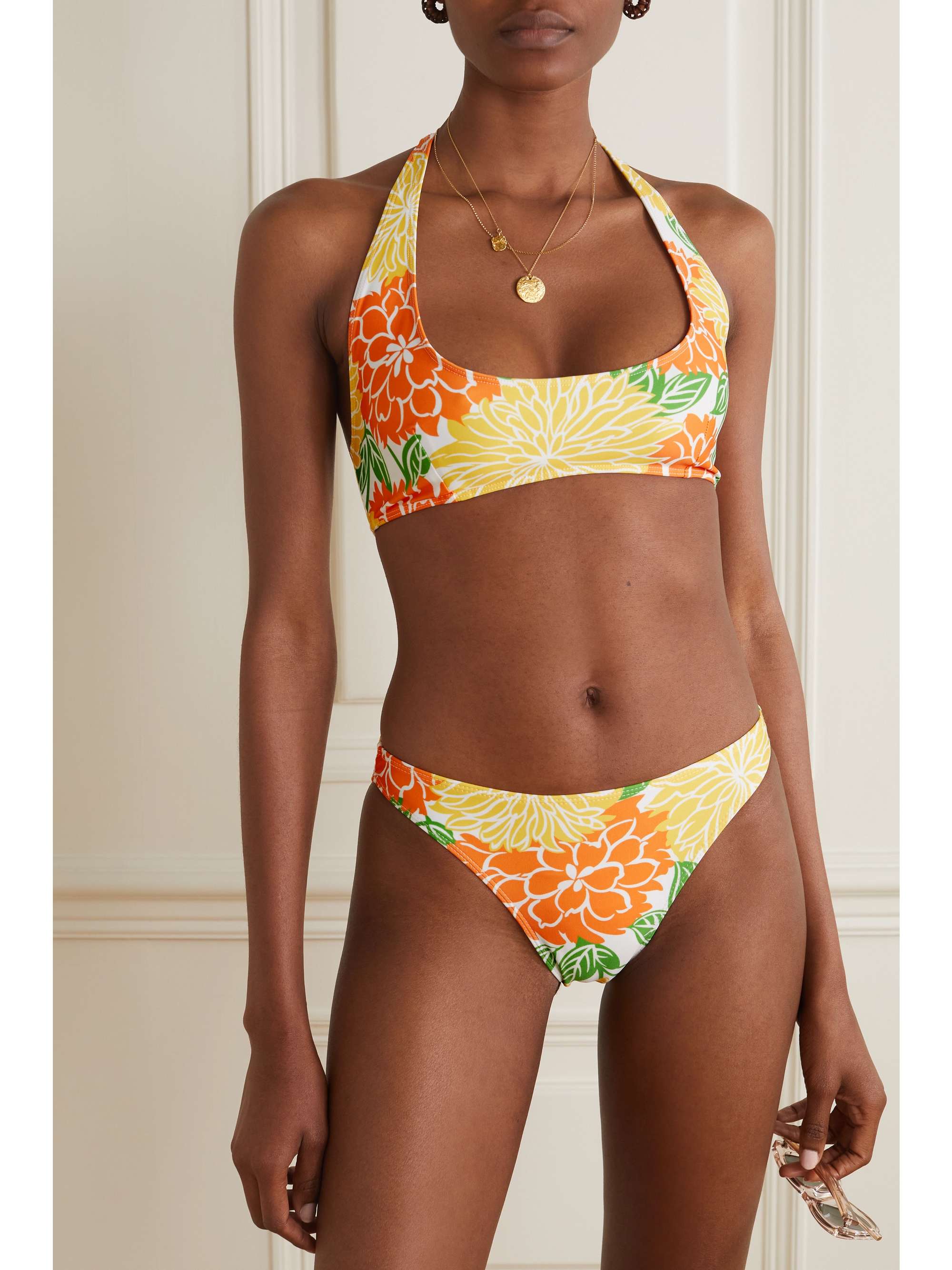 FAITHFULL THE BRAND + NET SUSTAIN Fonda floral-print halterneck bikini top