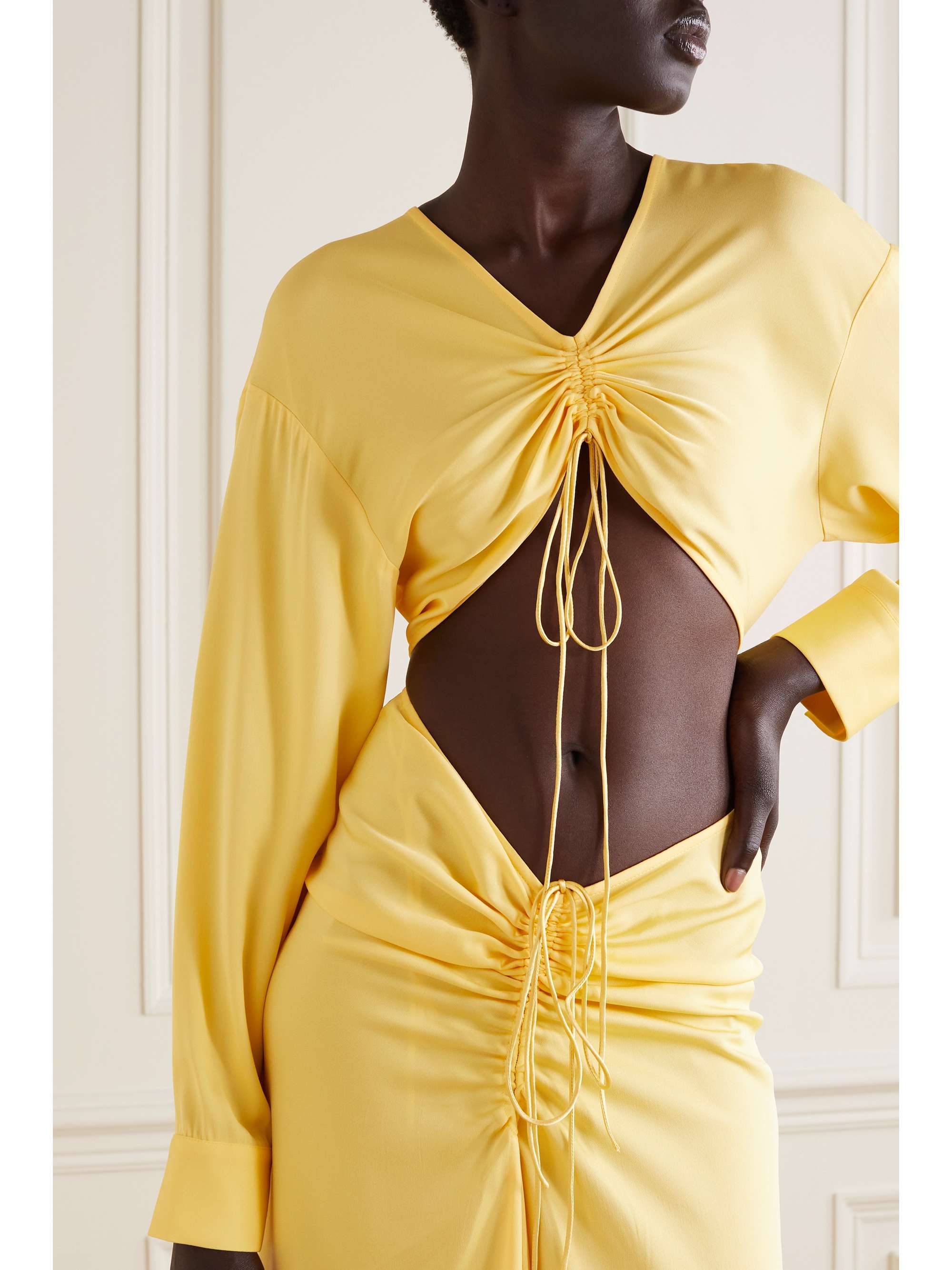 CHRISTOPHER ESBER Ruched cutout woven maxi dress