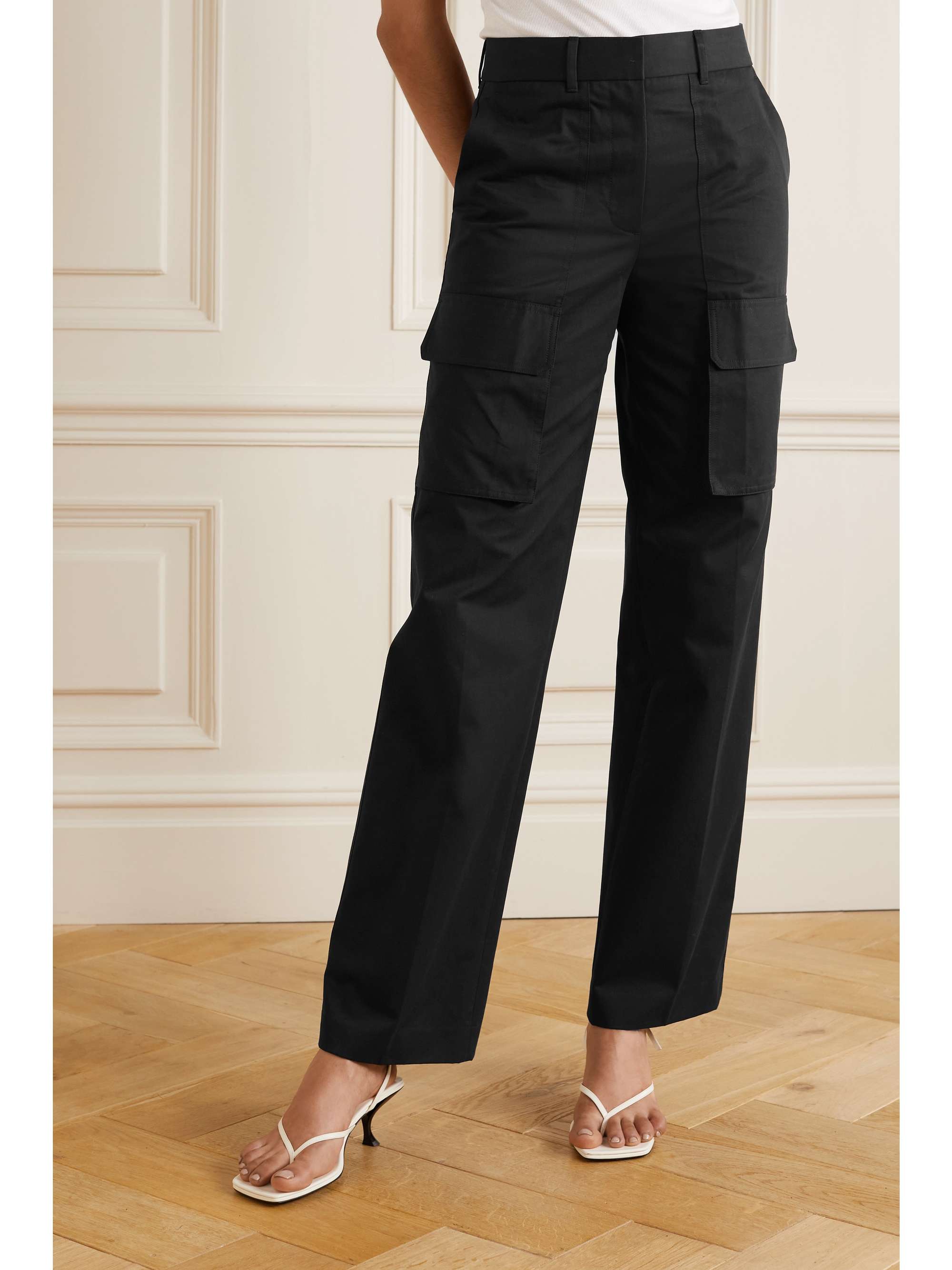 Black Cotton-twill straight-leg pants 