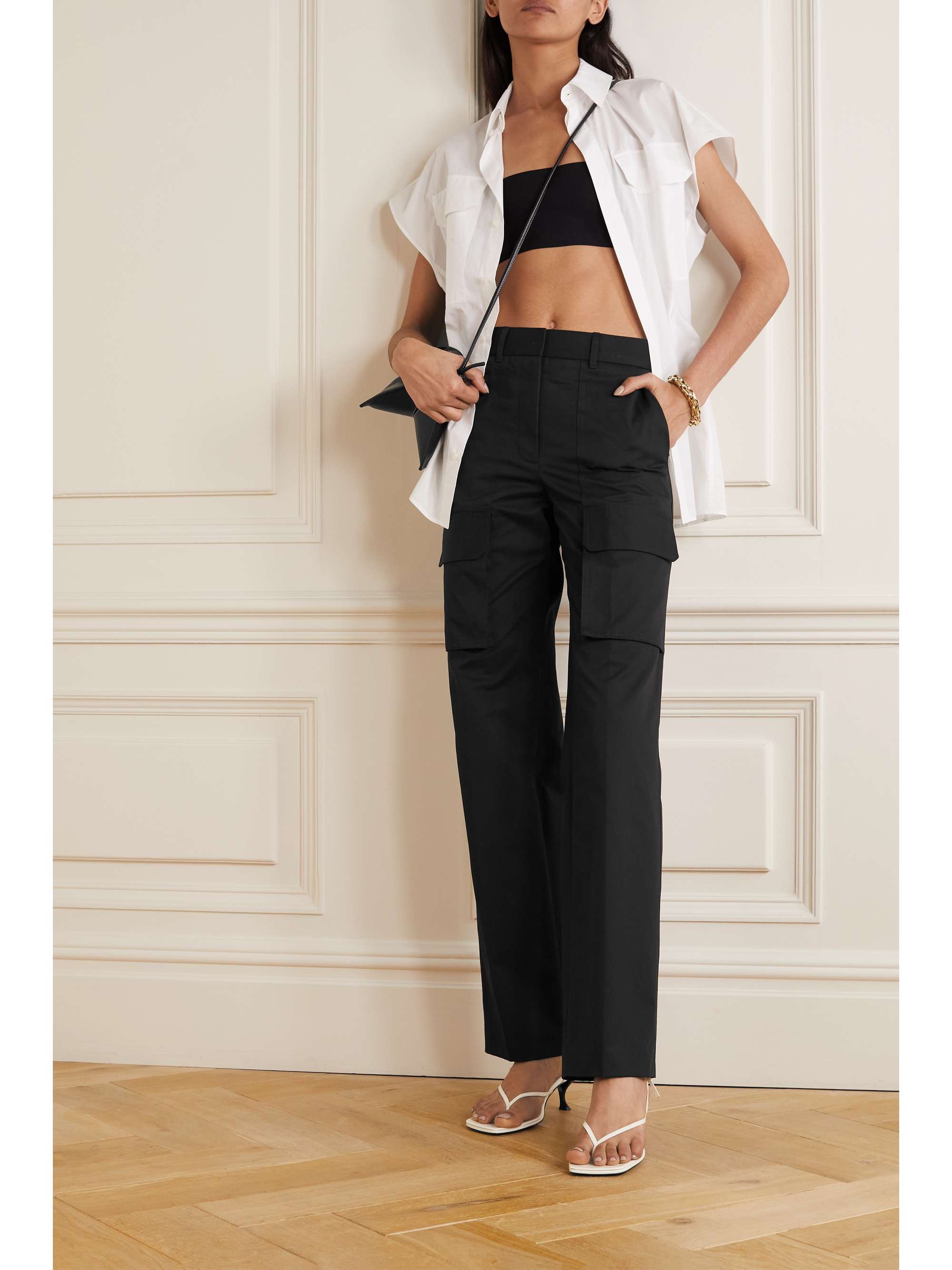 Black Cotton-twill straight-leg pants 