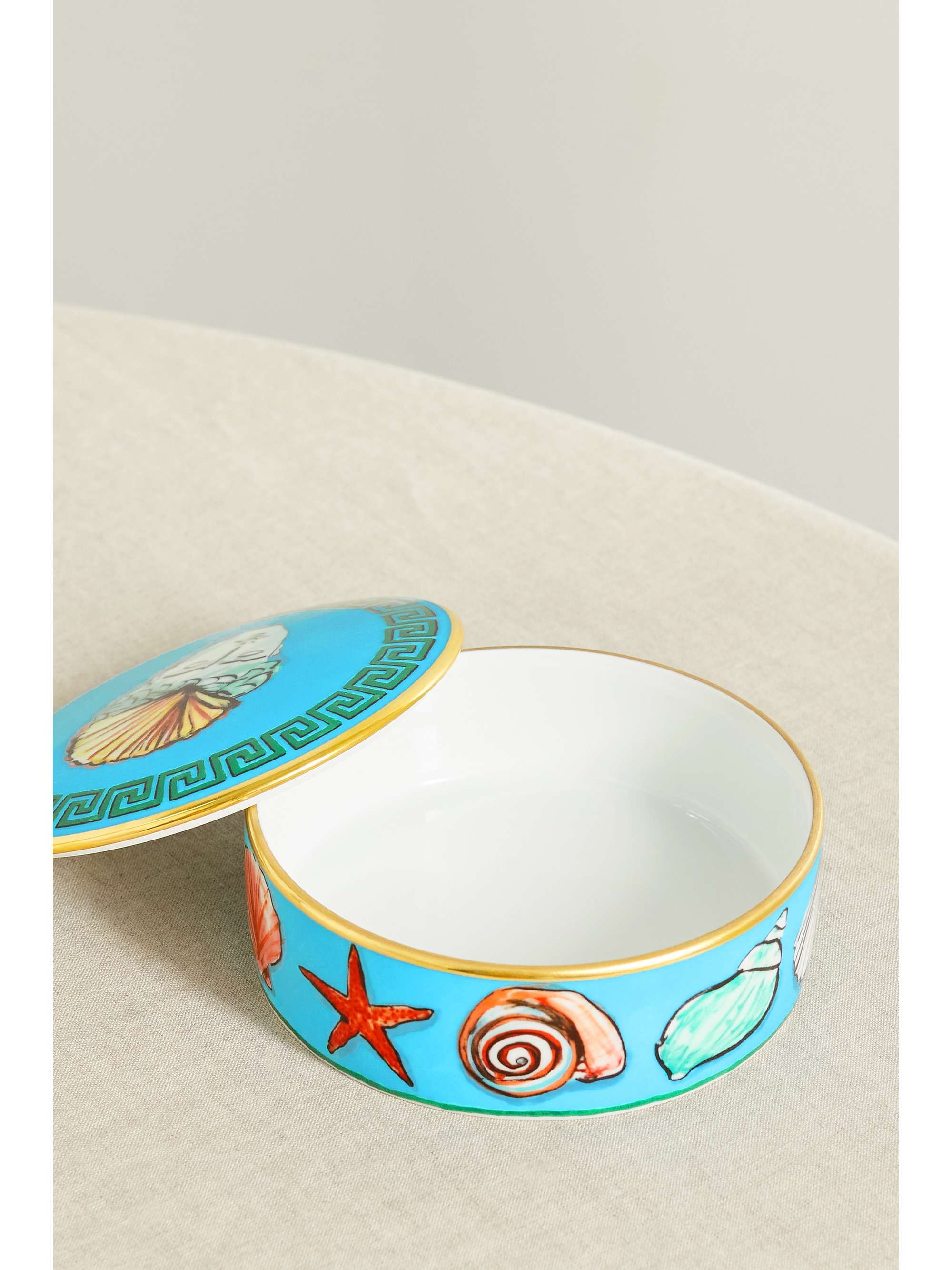 GINORI 1735 + Luke Edward Hall Il Viaggio di Nettuno gold-plated porcelain box