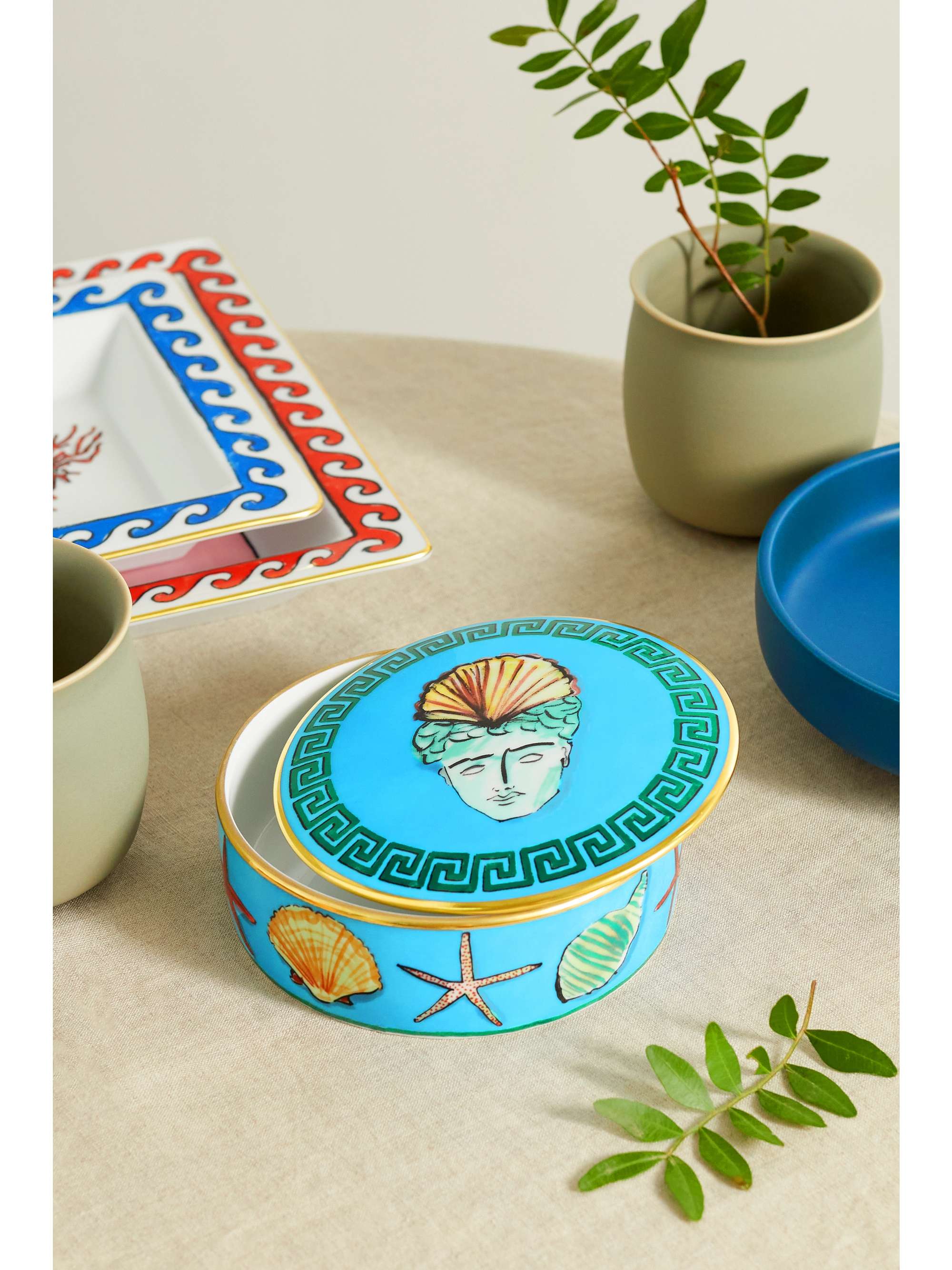 GINORI 1735 + Luke Edward Hall Il Viaggio di Nettuno gold-plated porcelain box