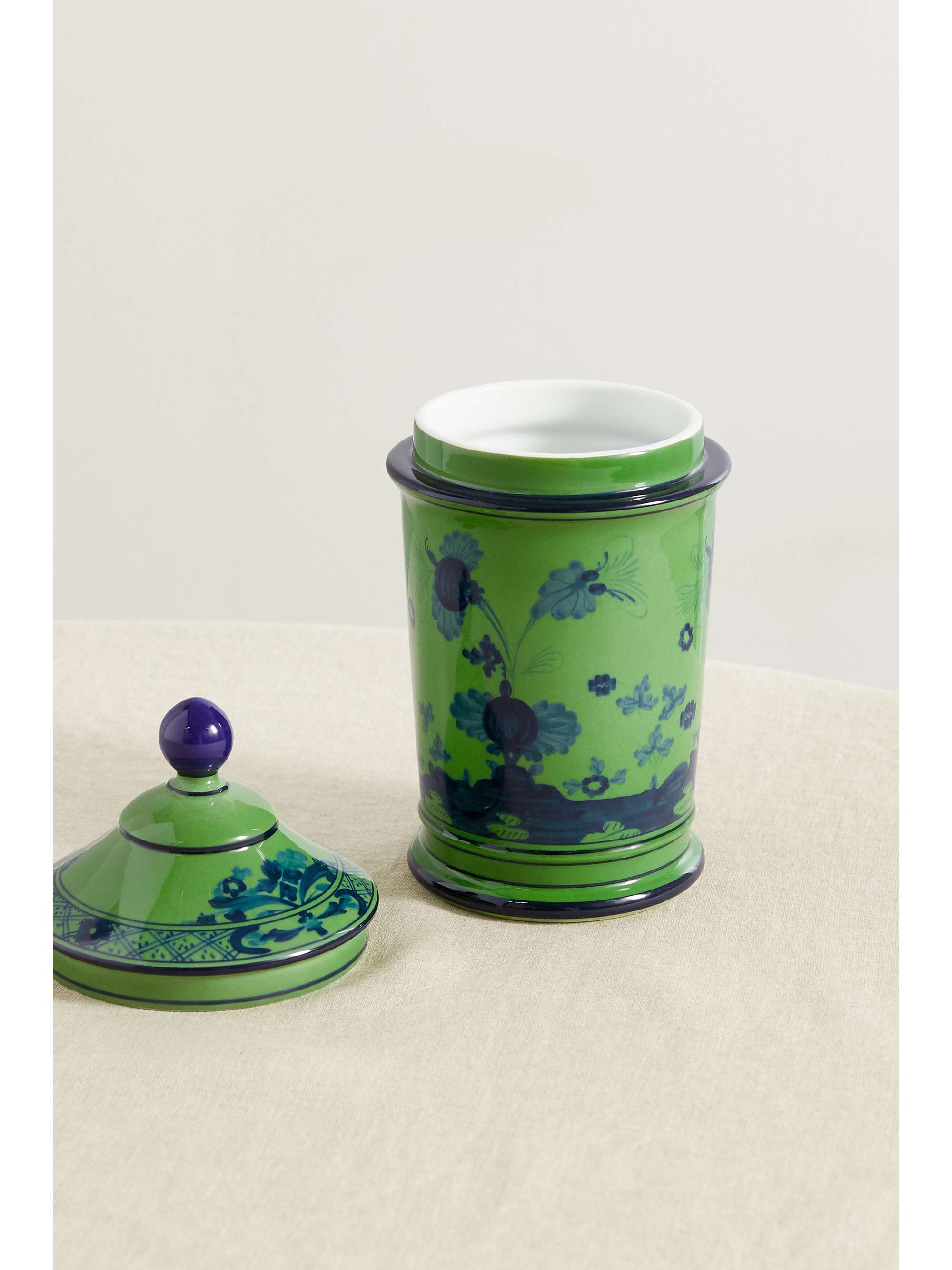 GINORI 1735 Pot d'apothicaire en porcelaine plaquée or
