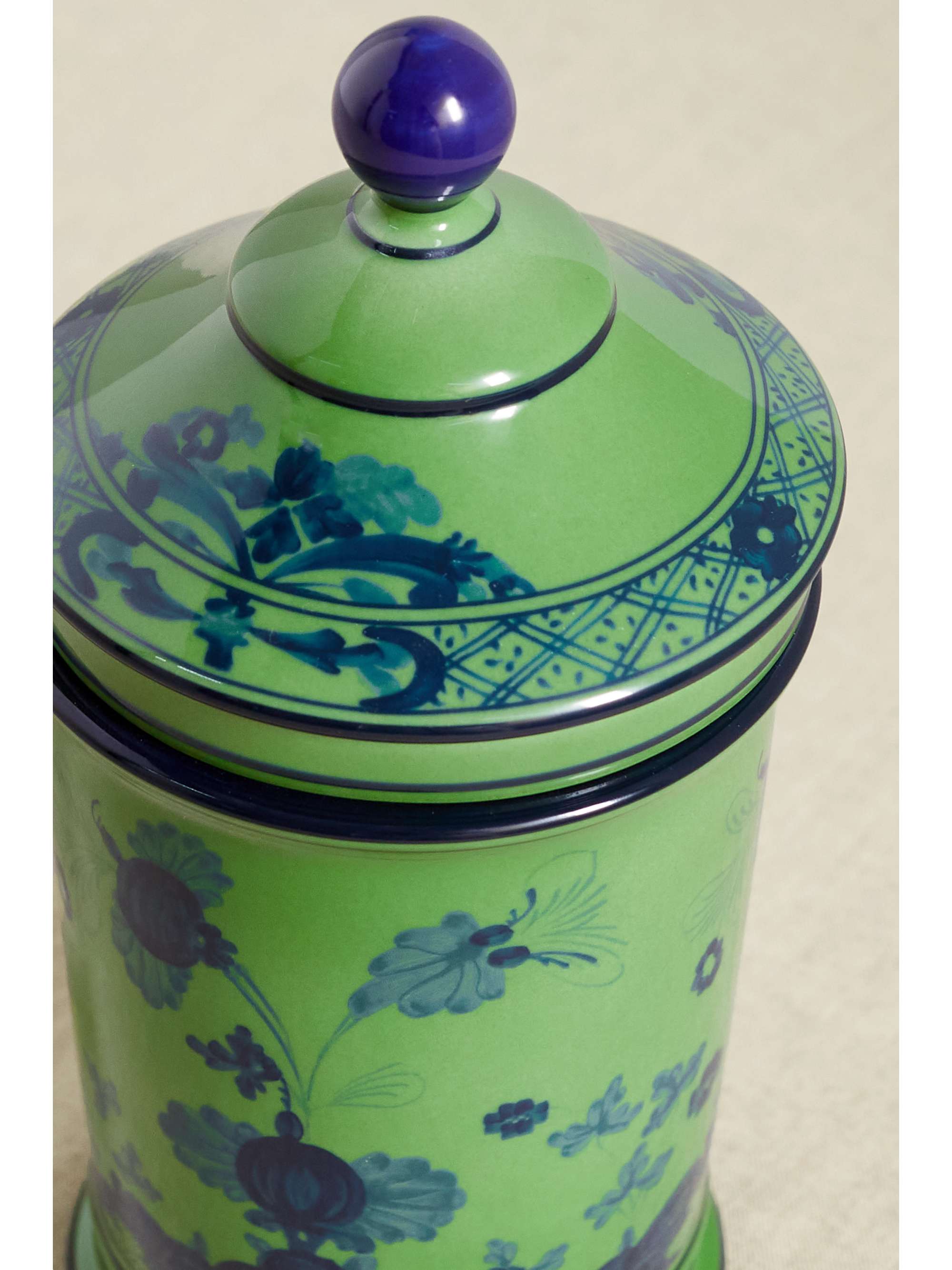 GINORI 1735 Pot d'apothicaire en porcelaine plaquée or