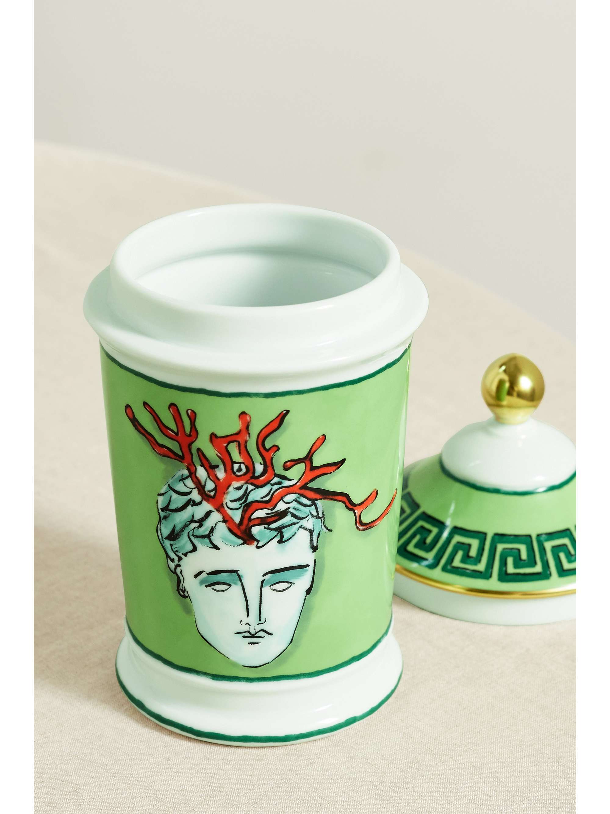 GINORI 1735 Pot d'apothicaire en porcelaine plaquée or