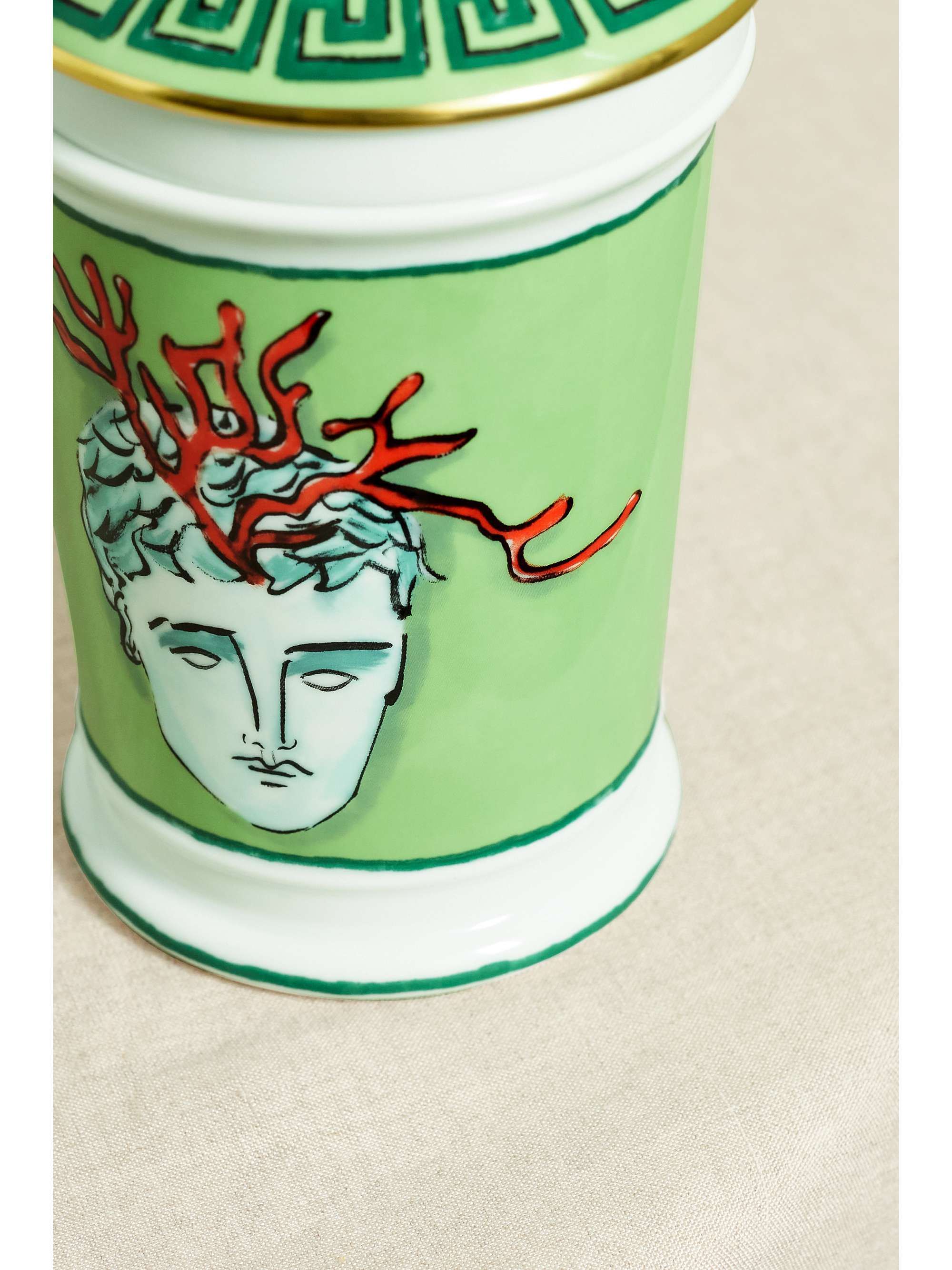 GINORI 1735 Pot d'apothicaire en porcelaine plaquée or