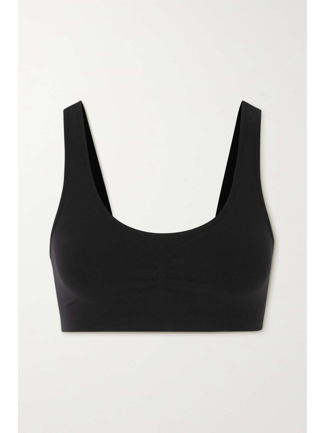 Commando Double Take Lace-paneled Stretch Bandeau Bra In Black
