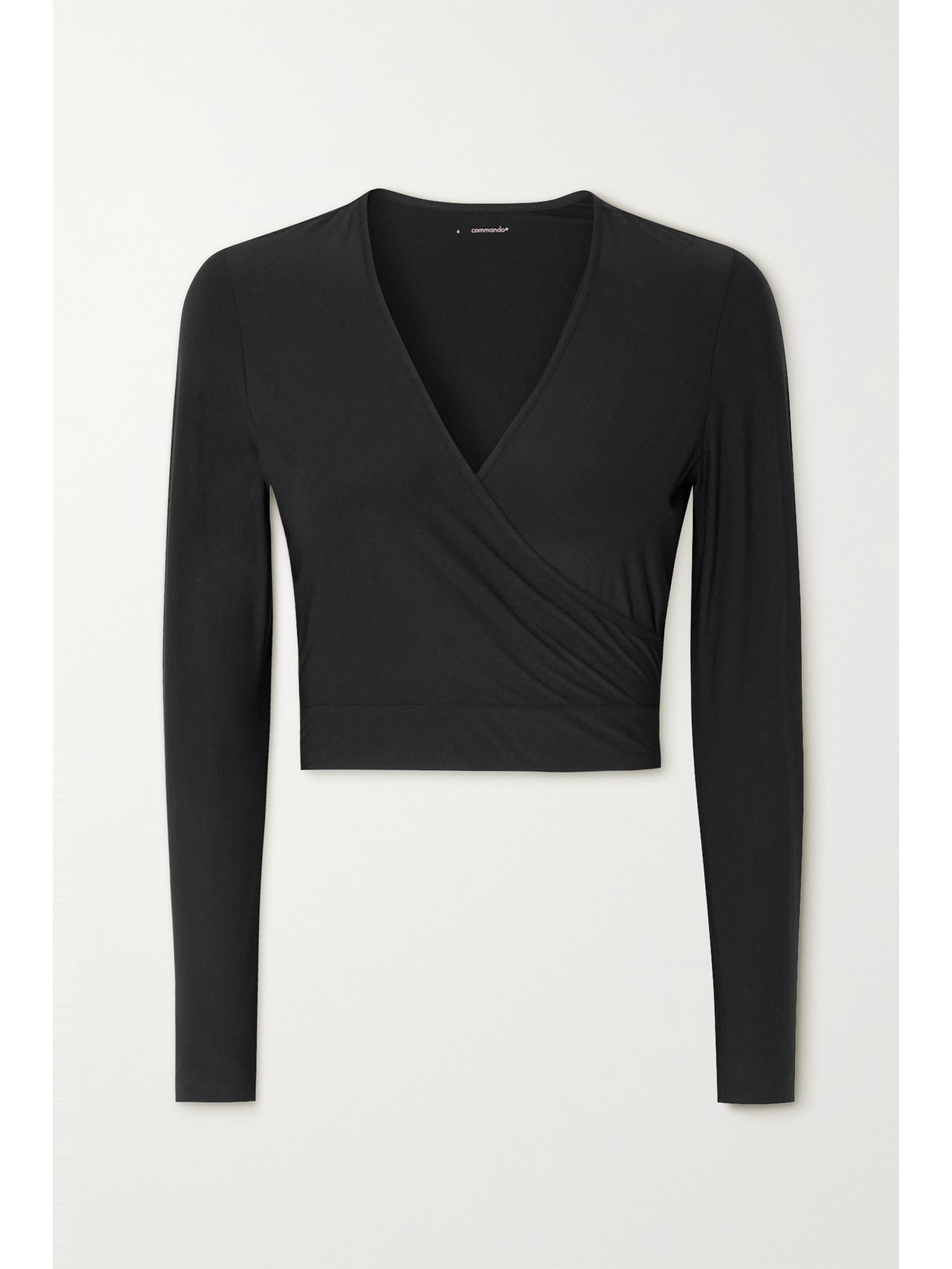 Commando Butter Wrap-effect Stretch-modal Top In Black