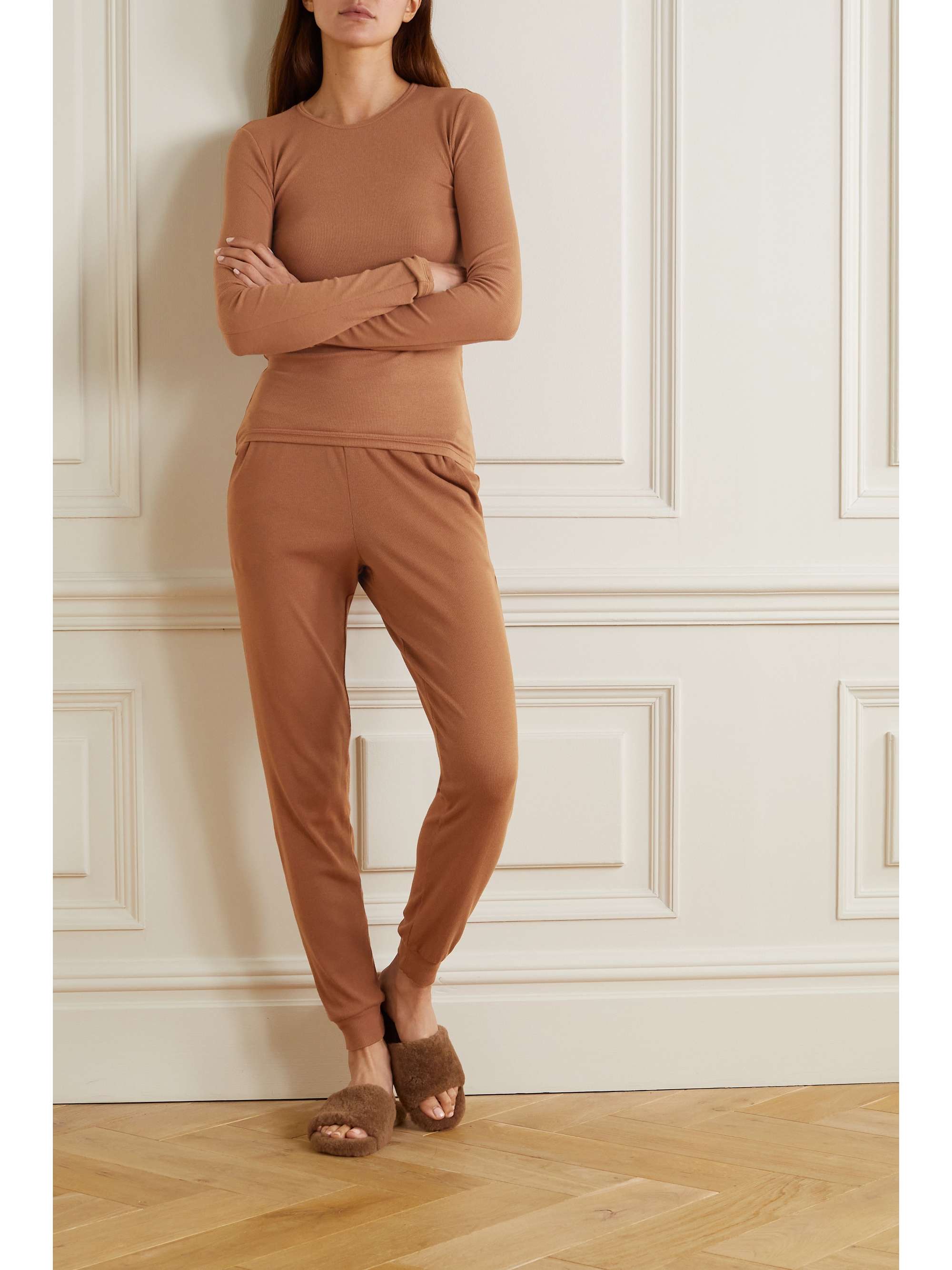 COMMANDO Luxury ribbed stretch modal and Pima cotton-blend track pants