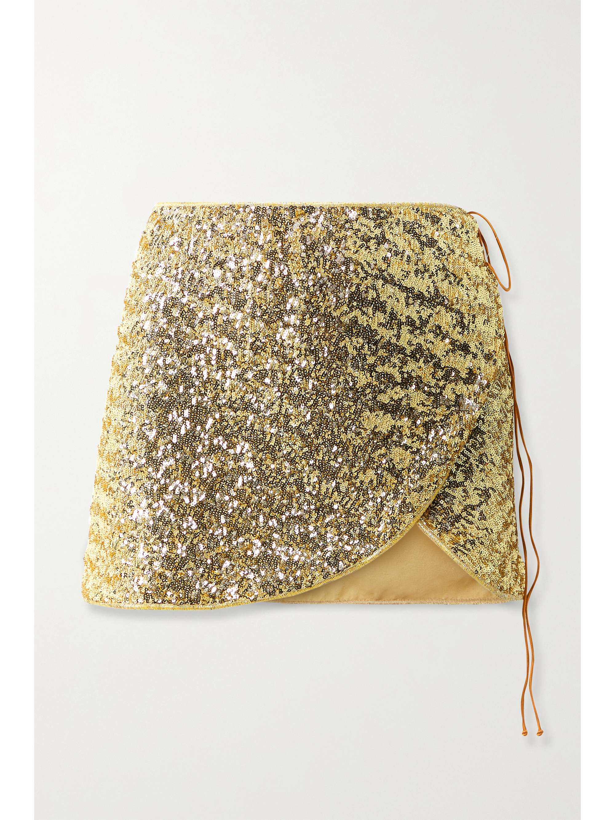 metallic wrap mini skirt