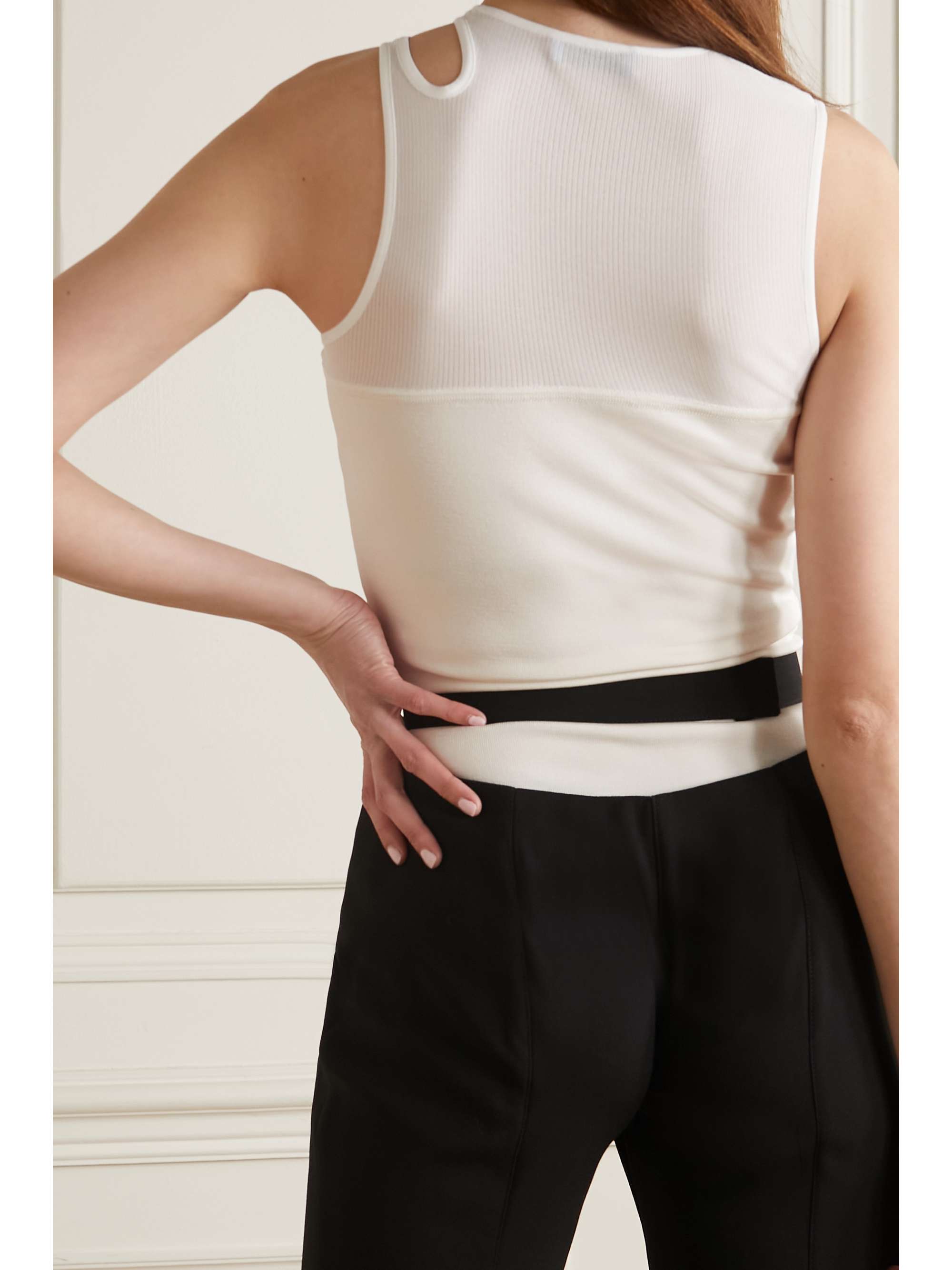 MUGLER Cutout ribbed-knit tank