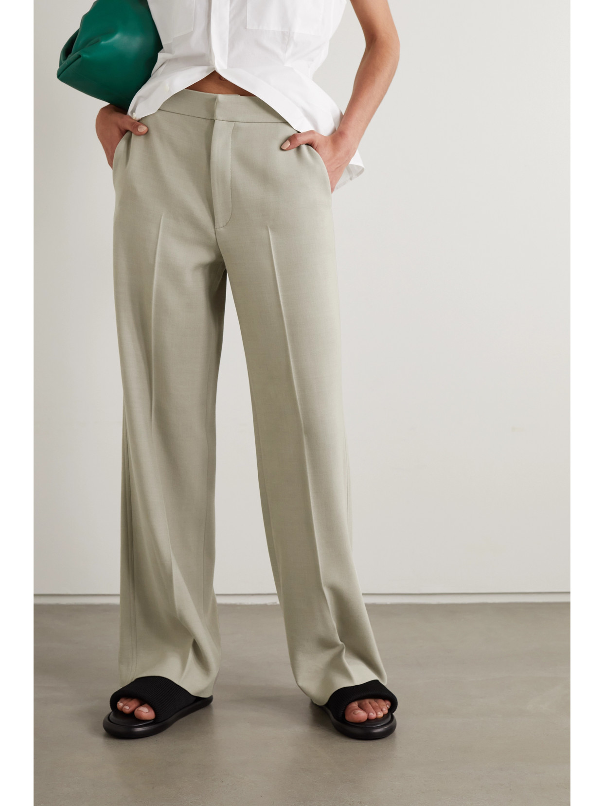 Gauchère Tilla Woven Wide-leg Pants In Light Gray