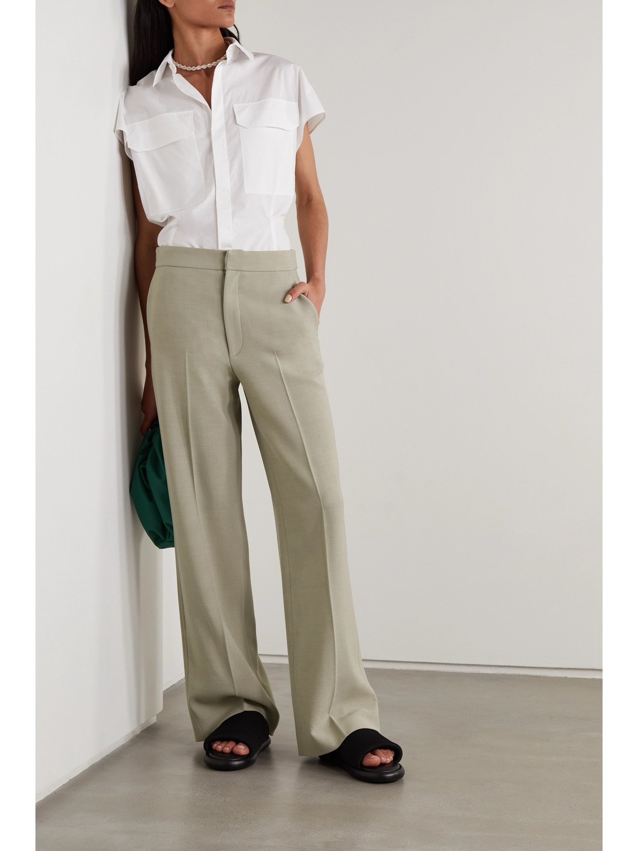 Gauchère Tilla Woven Wide-leg Pants In Light Gray
