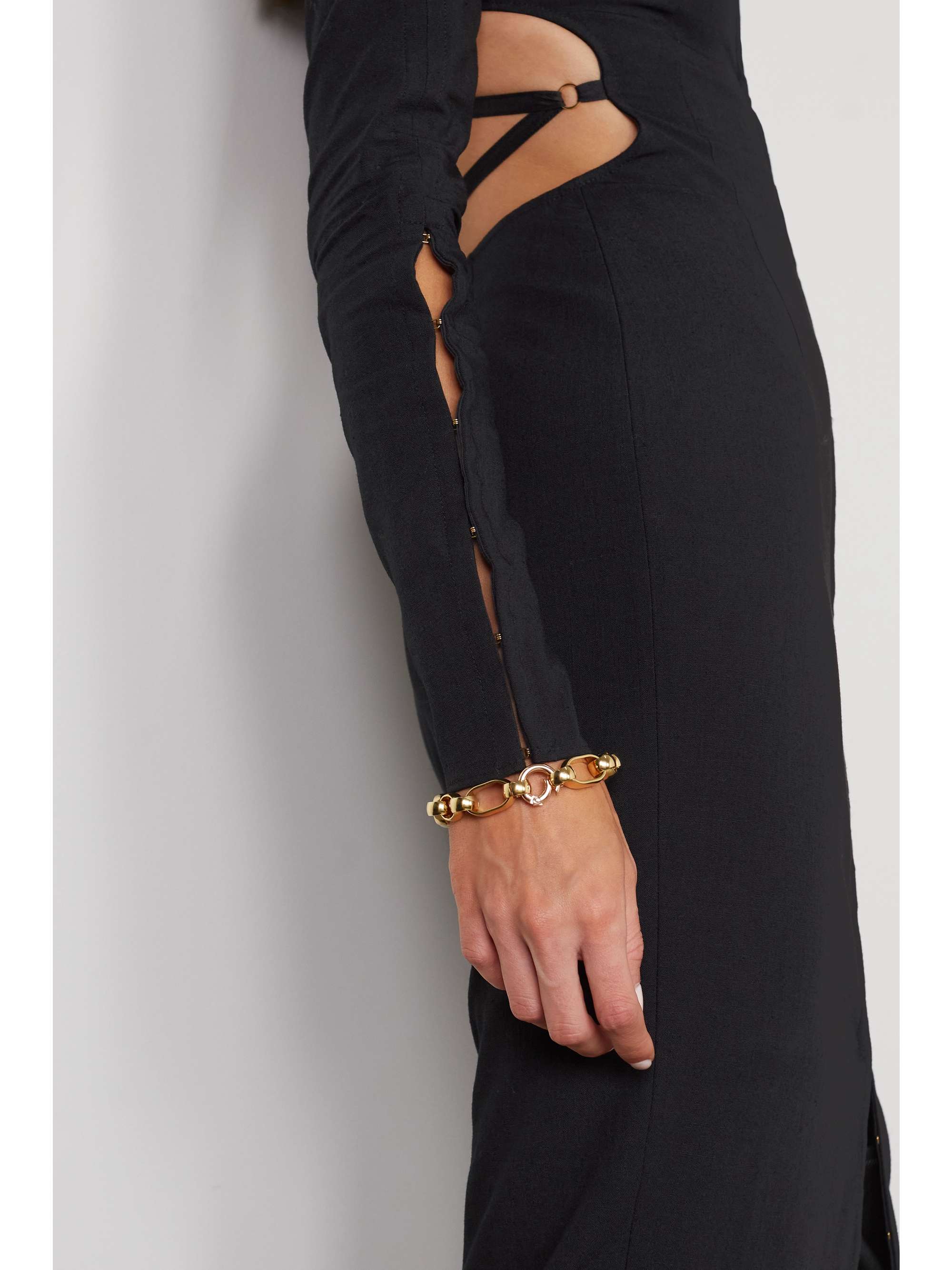 JACQUEMUS Obiou cutout woven maxi shirt dress