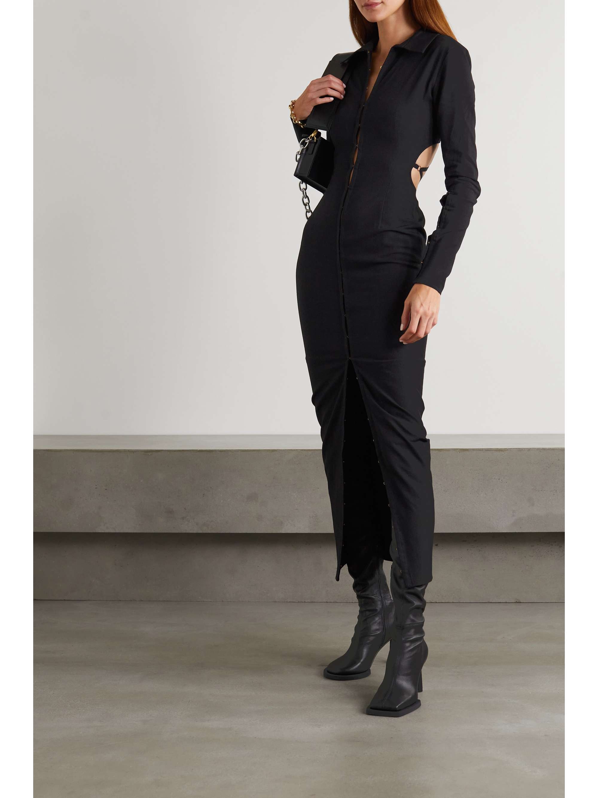 JACQUEMUS Obiou cutout woven maxi shirt dress