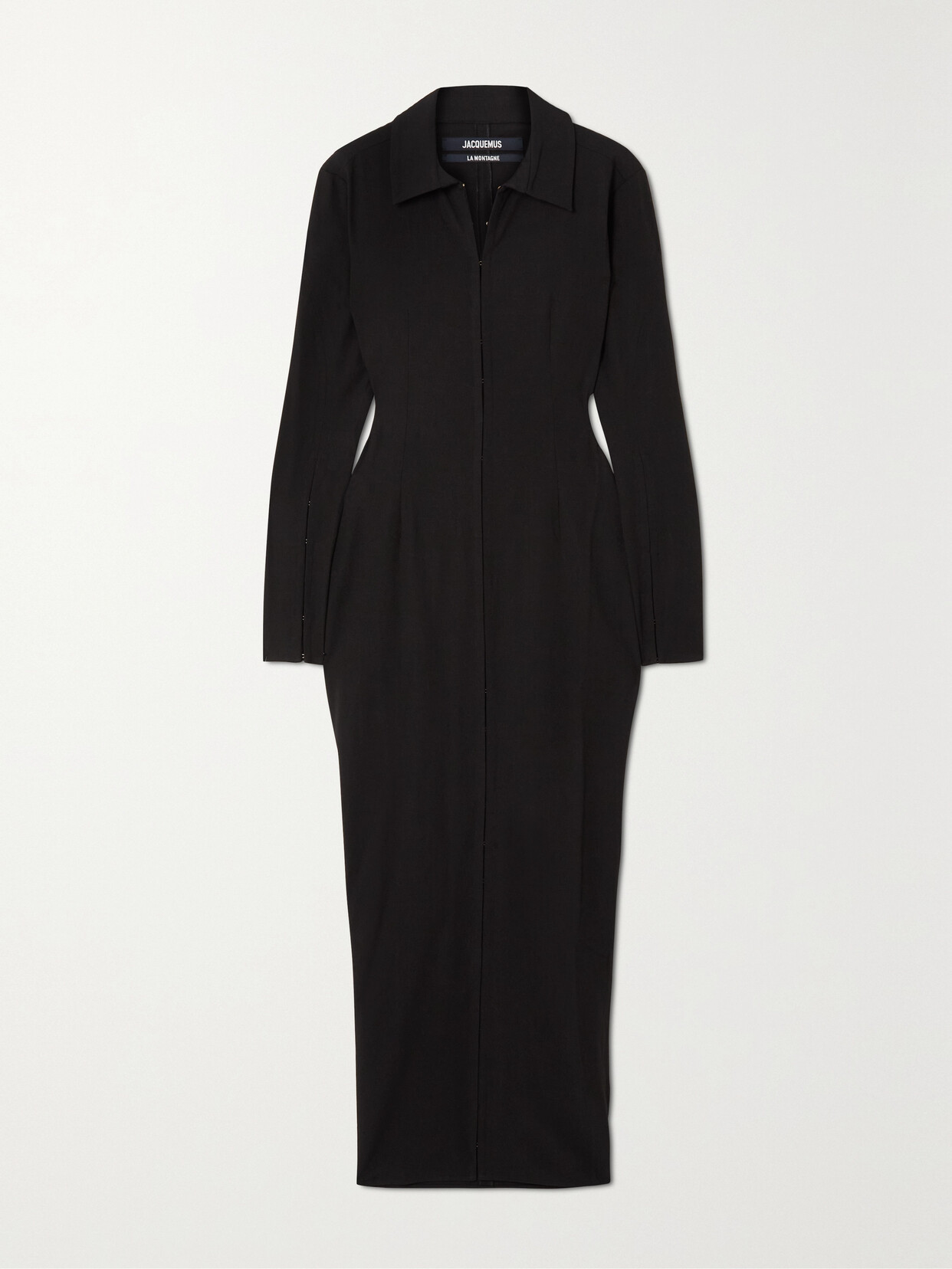 Shop Jacquemus Obiou Cutout Woven Maxi Shirt Dress In Black