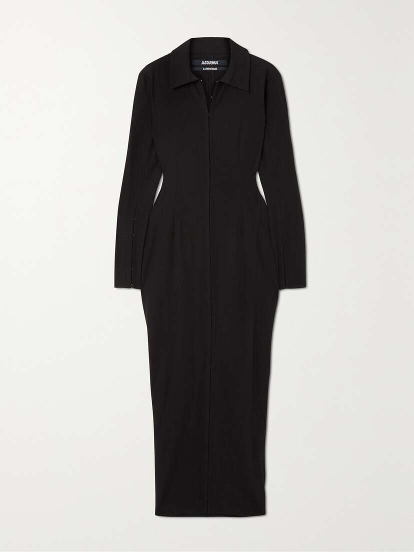 Jacquemus Obiou Cutout Woven Maxi Shirt Dress
