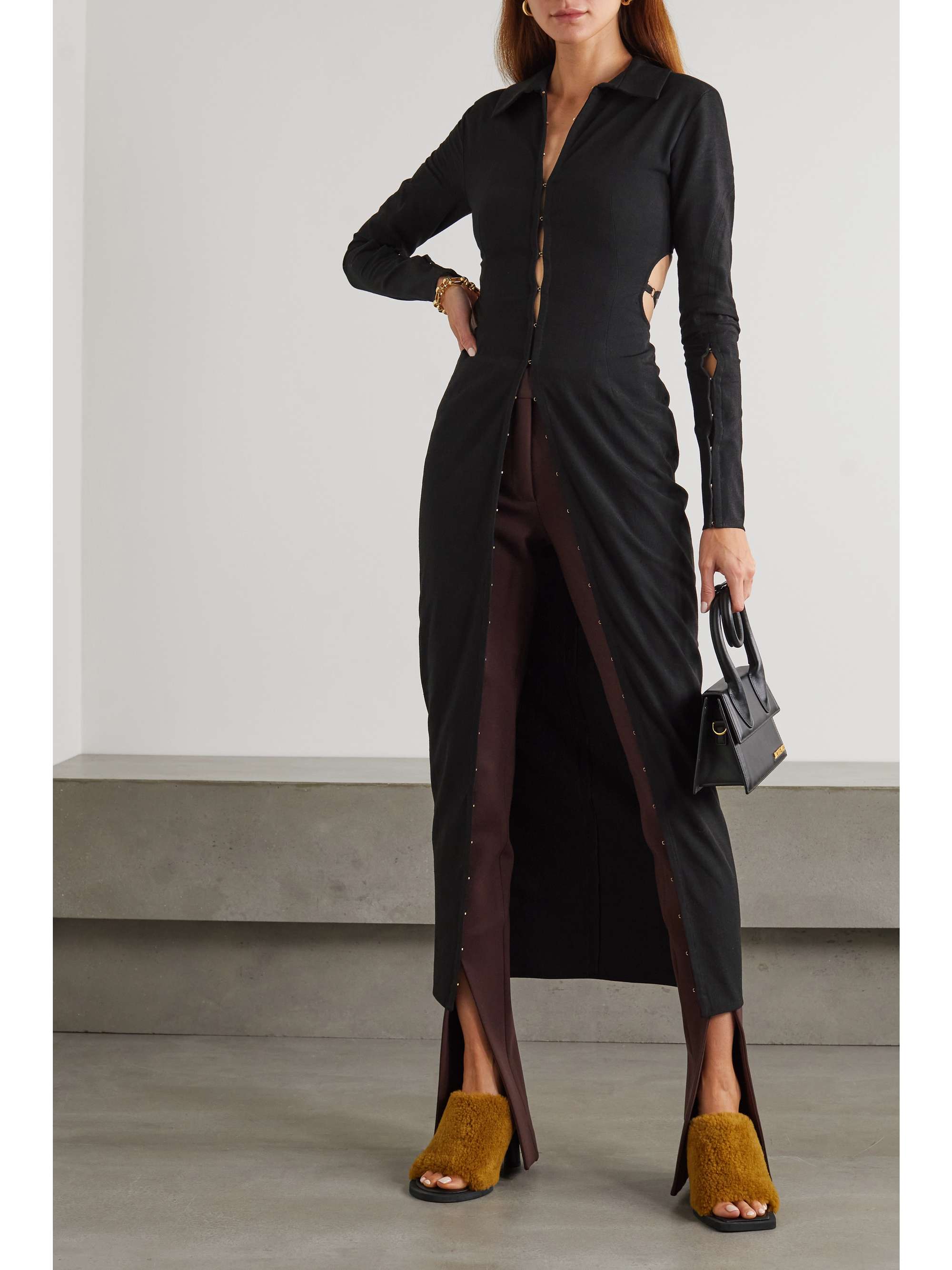 JACQUEMUS Obiou cutout woven maxi shirt dress