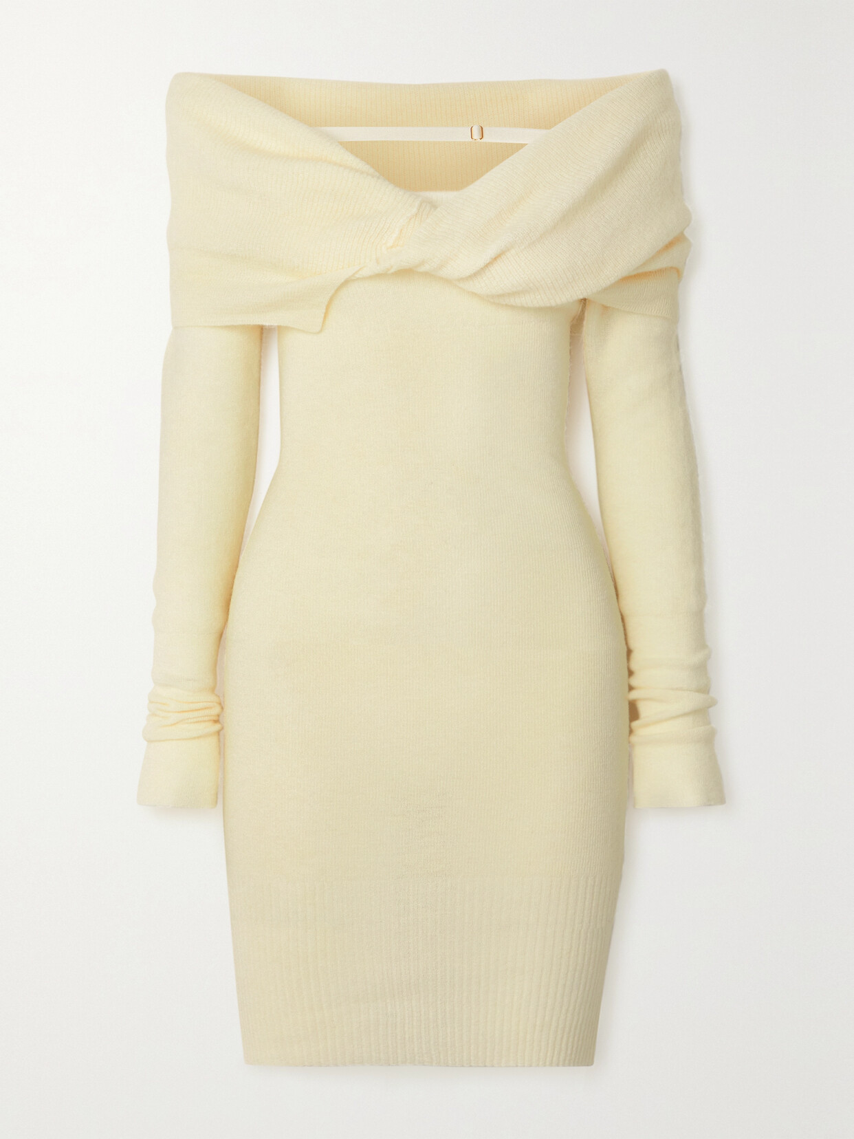 Jacquemus Ascua Off-the-shoulder Knitted Mini Dress - Off-white