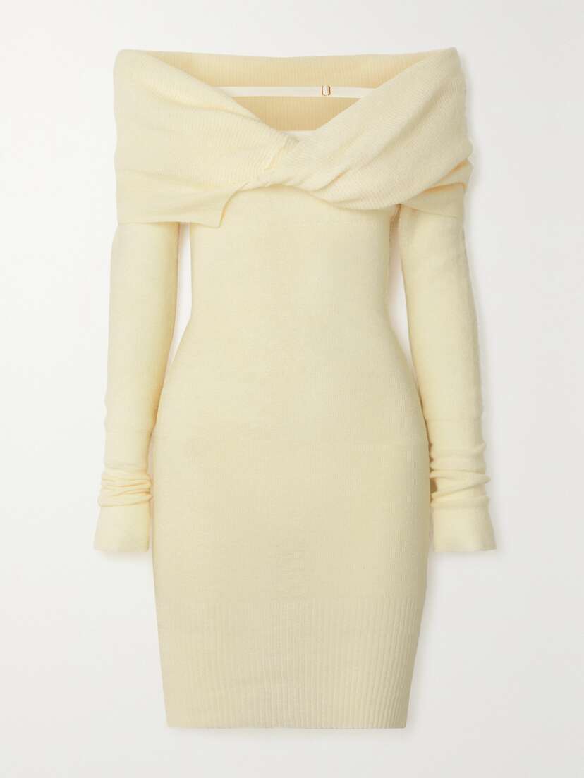 Jacquemus Ascua Off-the-shoulder Knitted Mini Dress