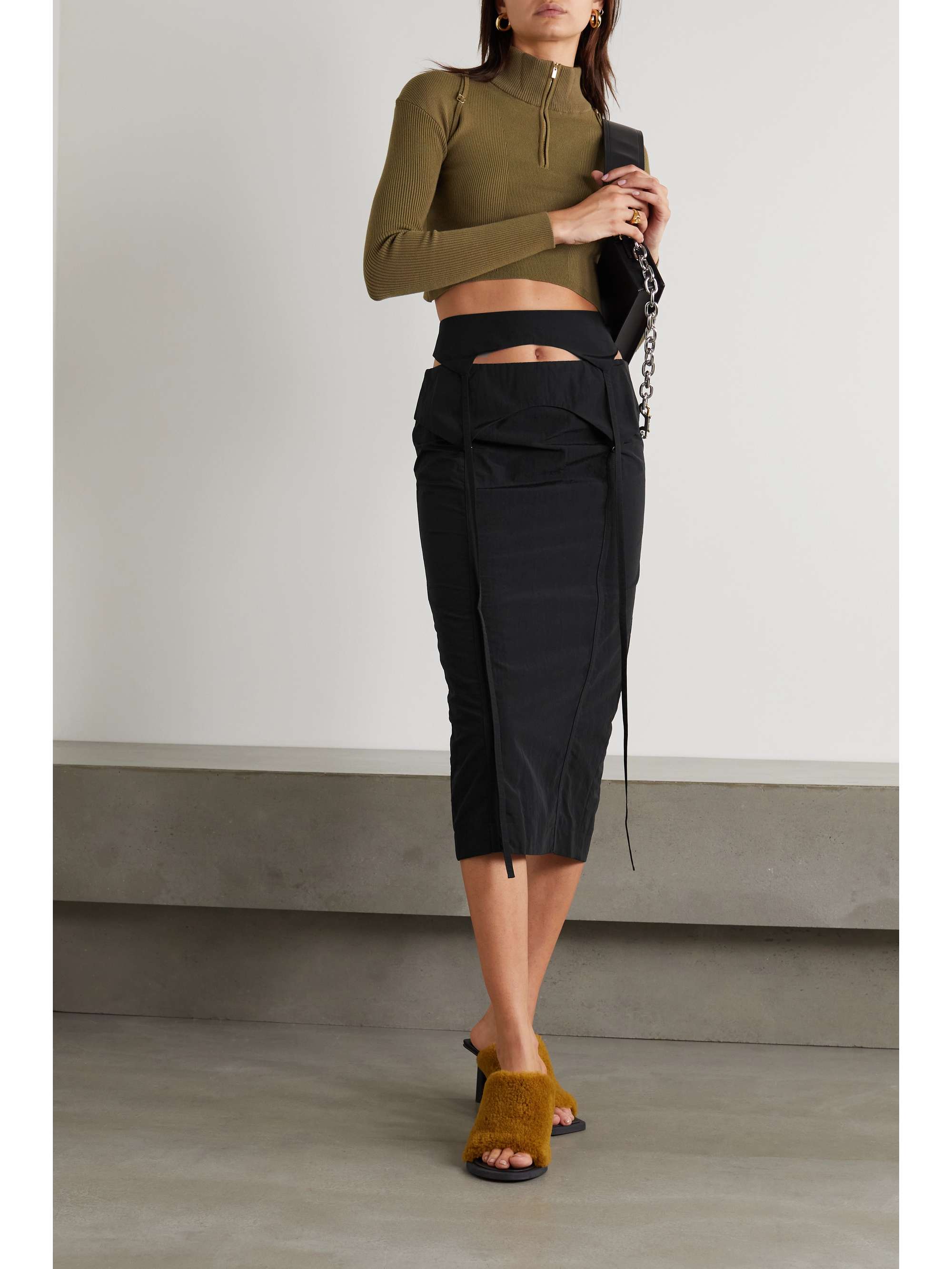 Black Draio cutout shell midi skirt 