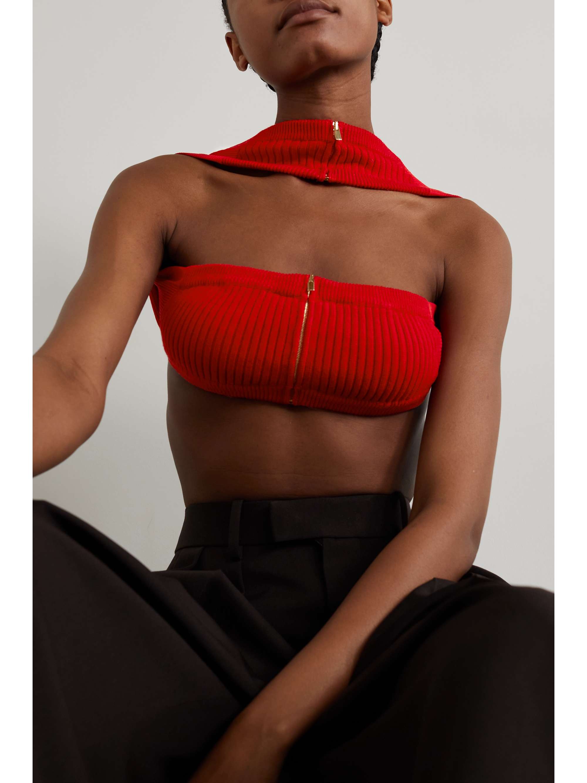 JACQUEMUS Ventoux ribbed wool-blend bandeau top