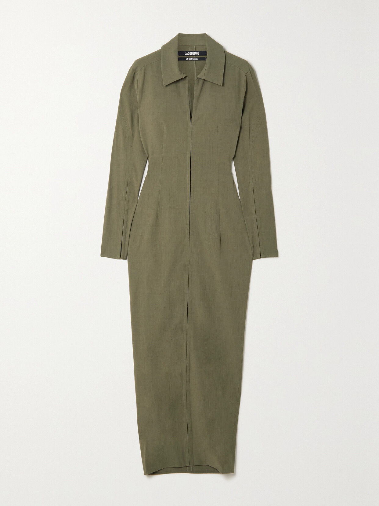 Jacquemus Obiou Cutout Woven Maxi Shirt Dress - Green