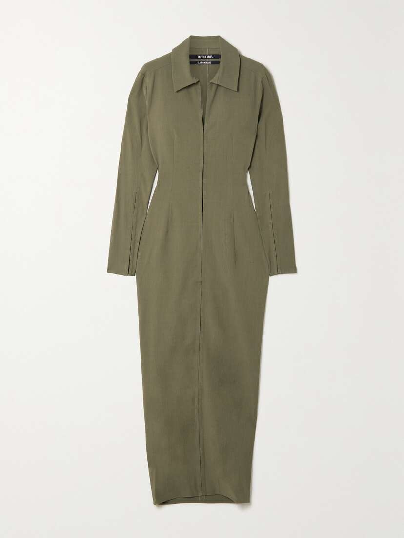 Jacquemus Obiou Cutout Woven Maxi Shirt Dress
