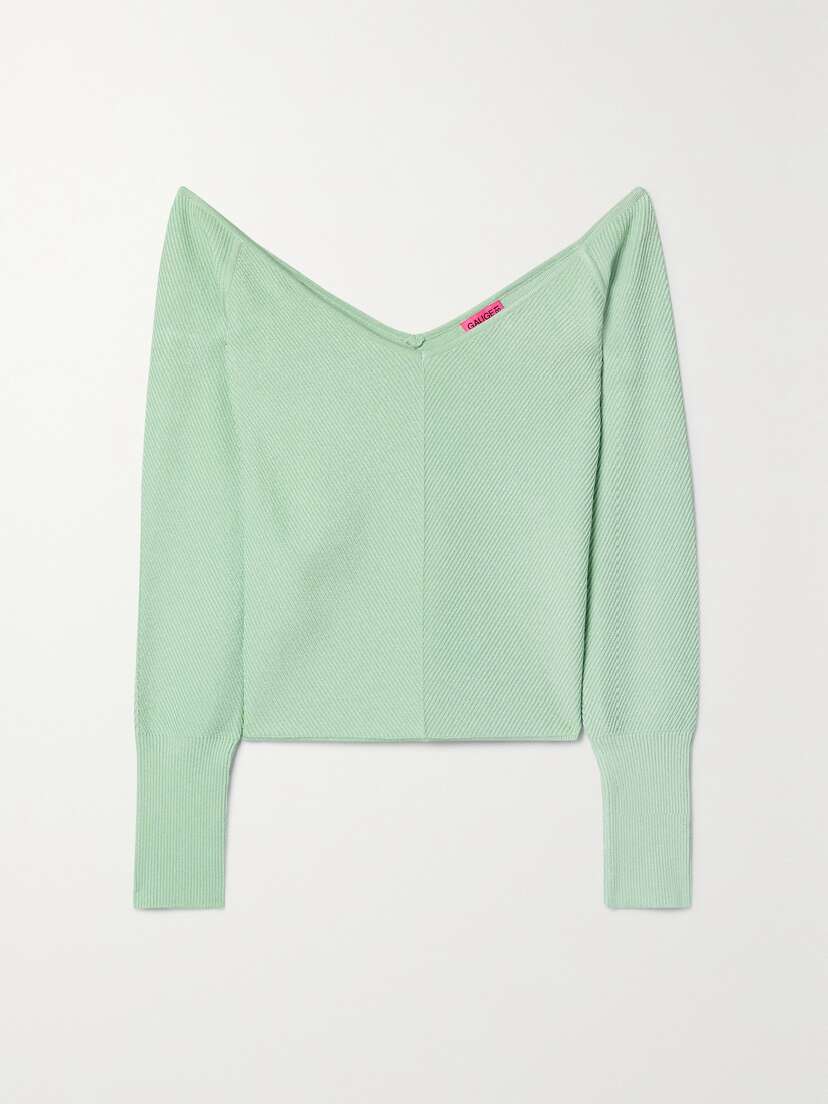 GAUGE81 Beas Off-the-shoulder Ribbed-knit Sweater