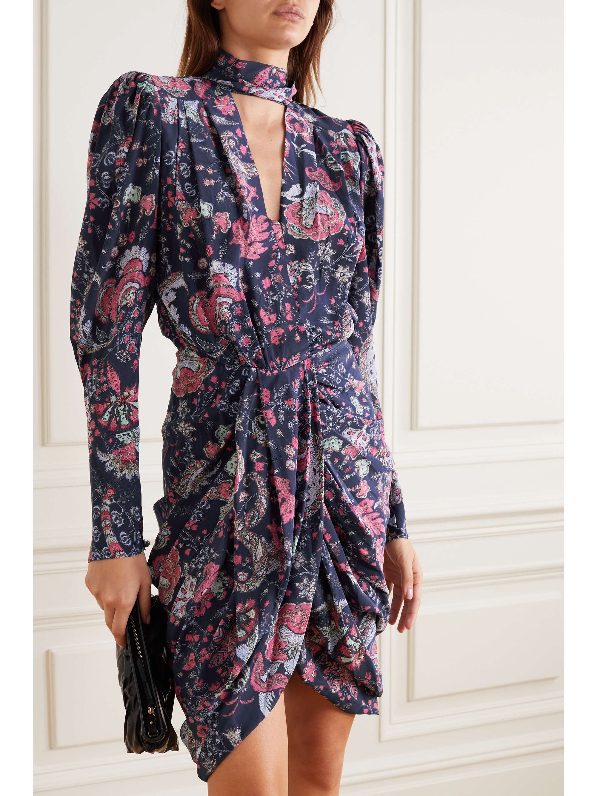 ISABEL MARANT Batoa ruched floral-print silk-blend crepe de chine dress