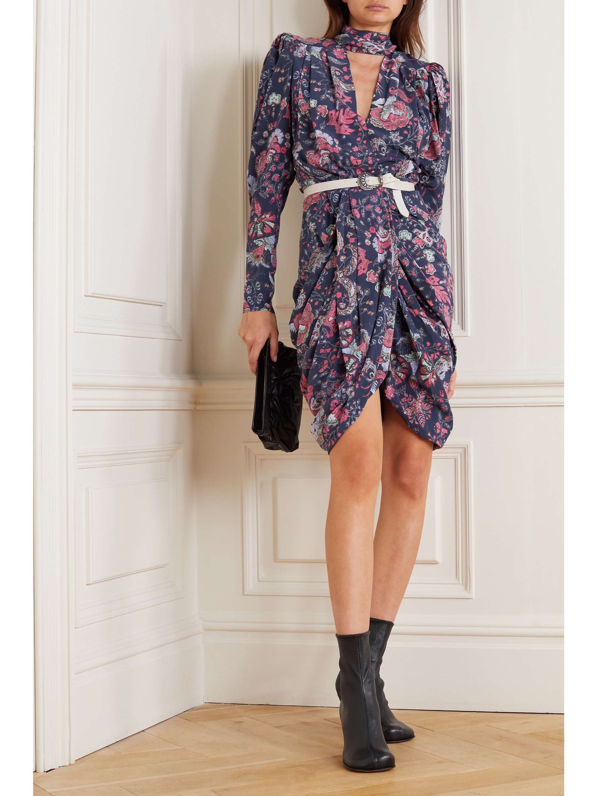ISABEL MARANT Batoa ruched floral-print silk-blend crepe de chine dress