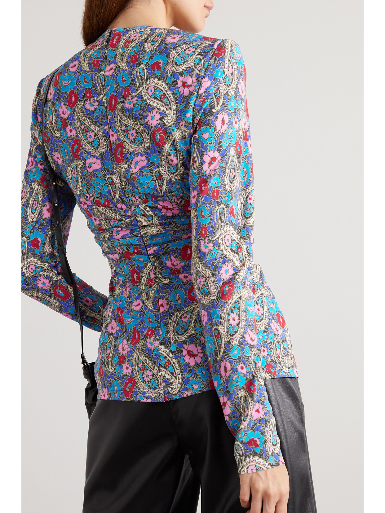 Linazi Gathered Printed Jersey Top