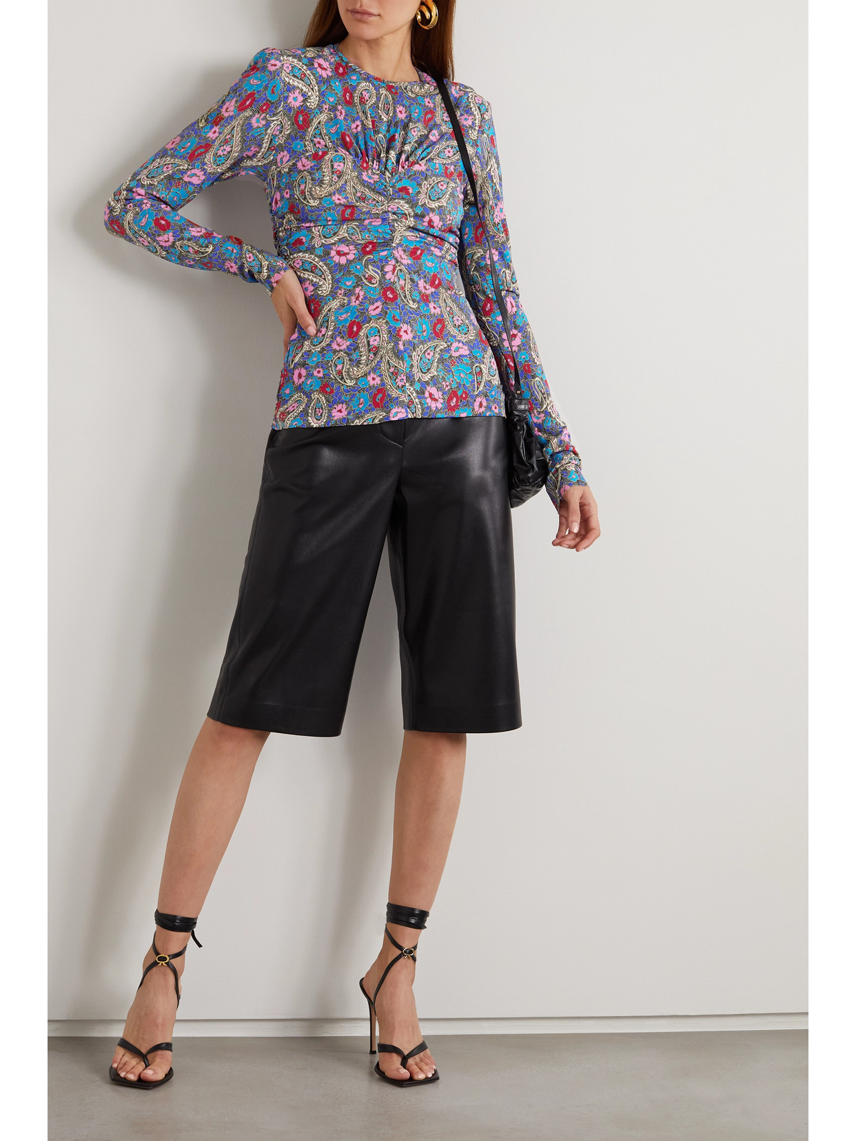 Linazi Gathered Printed Jersey Top