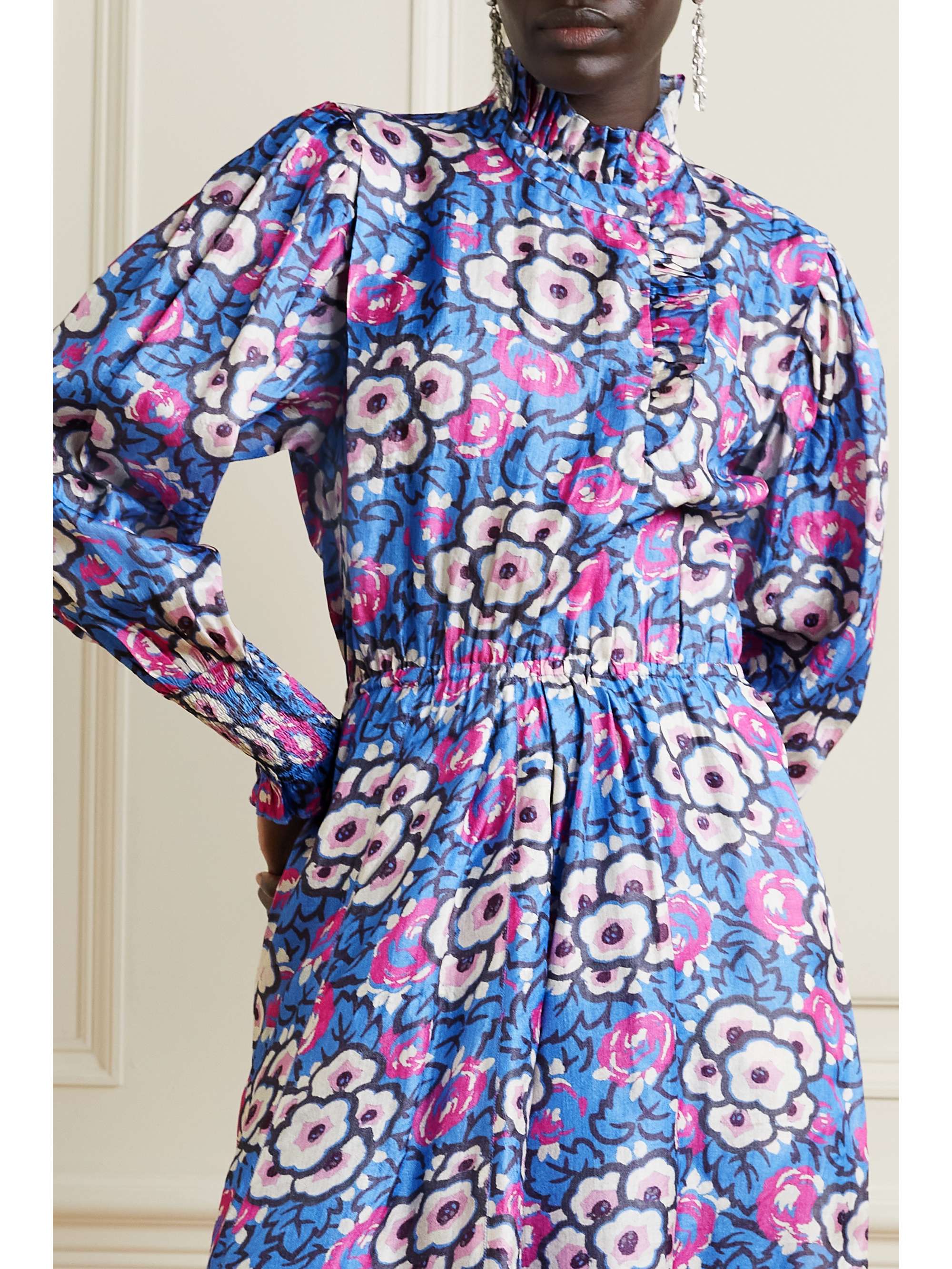 ISABEL MARANT Cilyescott ruffled floral-print silk-organza midi dress