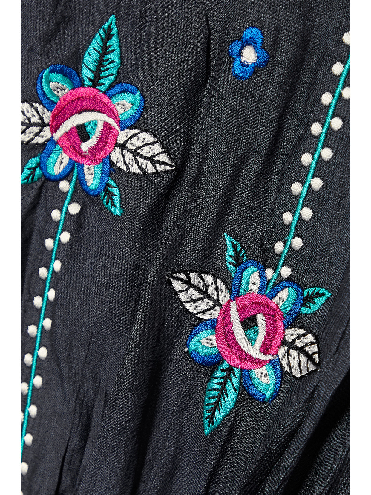 Isabel Marant Caroline Floral-embroidered Silk Midi Dress In Gray