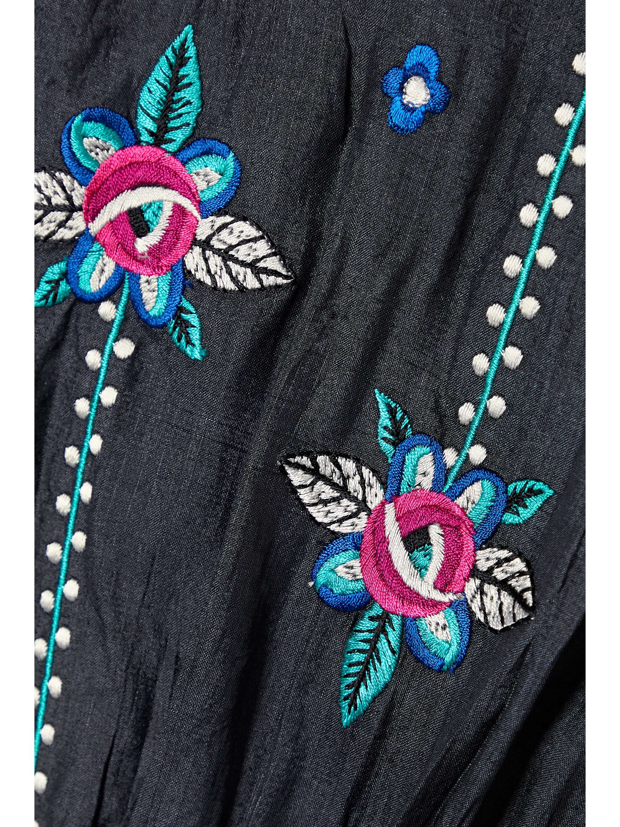 ISABEL MARANT Caroline embroidered silk-satin midi dress