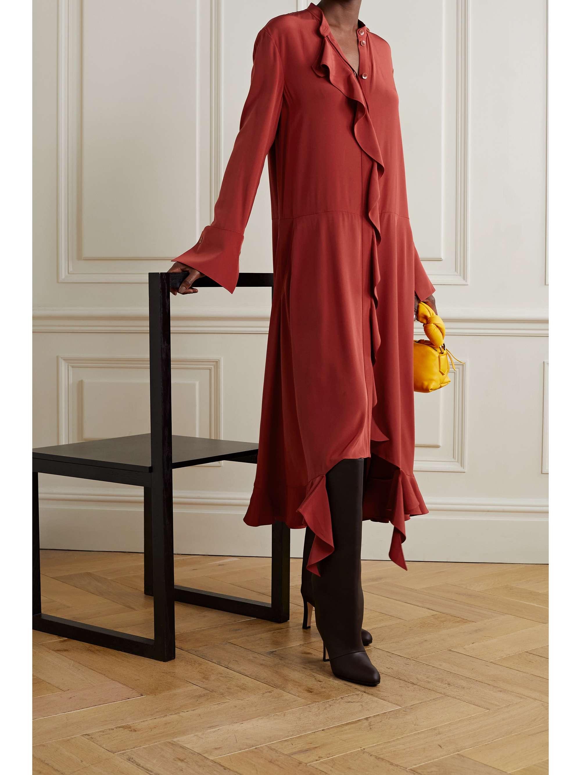 NET SUSTAIN ruffled organic silk shirt 