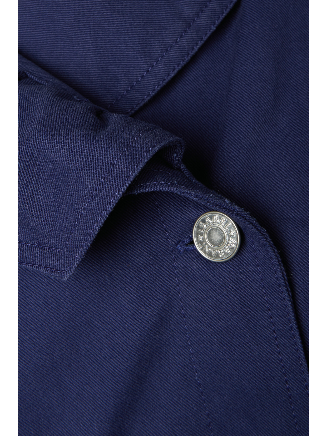 Isabel Marant Dipazo Ruffled Belted Cotton-twill Jacket In Blue