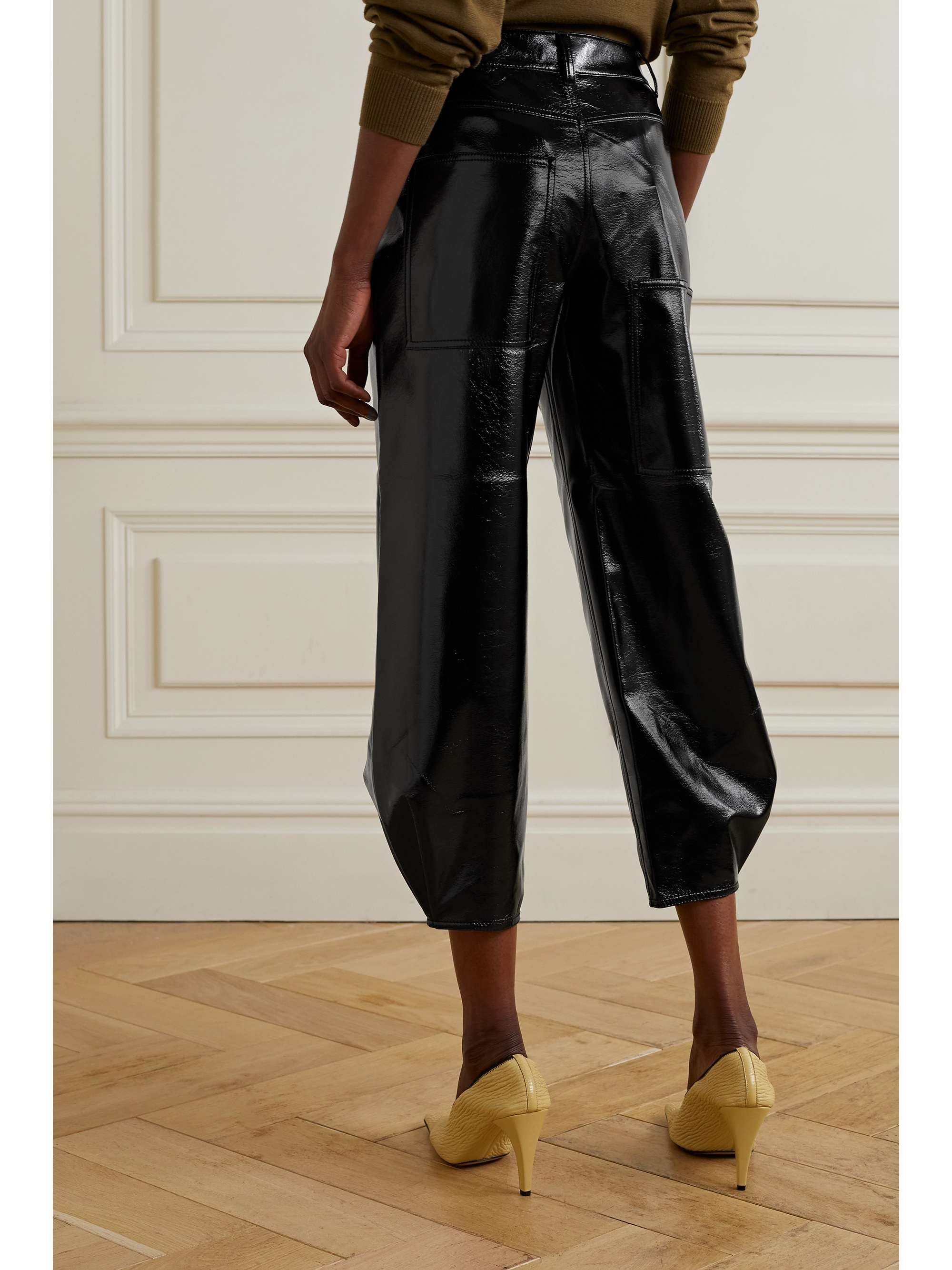 Black Brancusi cropped faux patent 